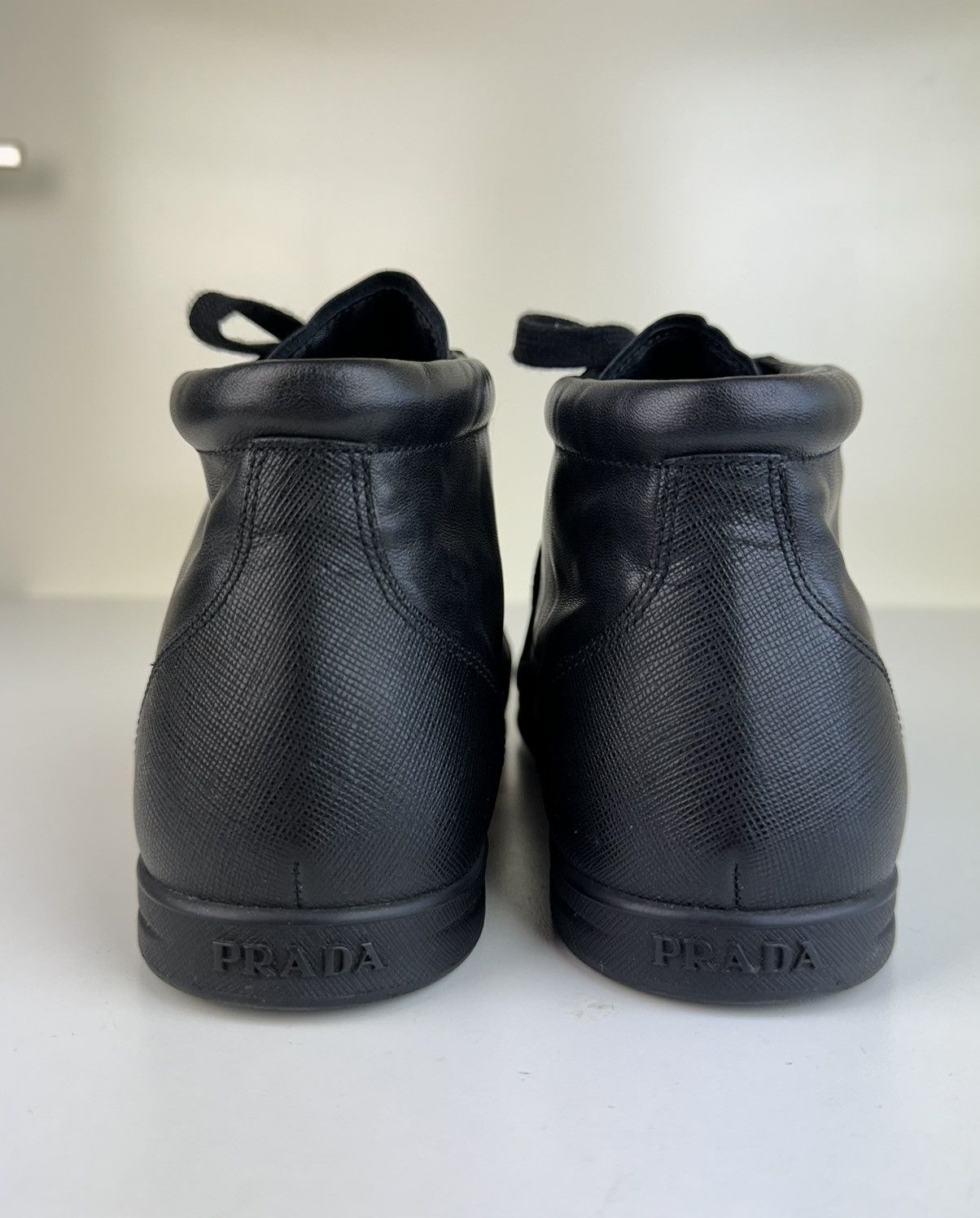 Prada Prada High Top Saffiano Leather Black Sneakers Trainers Boot Size US 10 / IT 40 - 5 Thumbnail