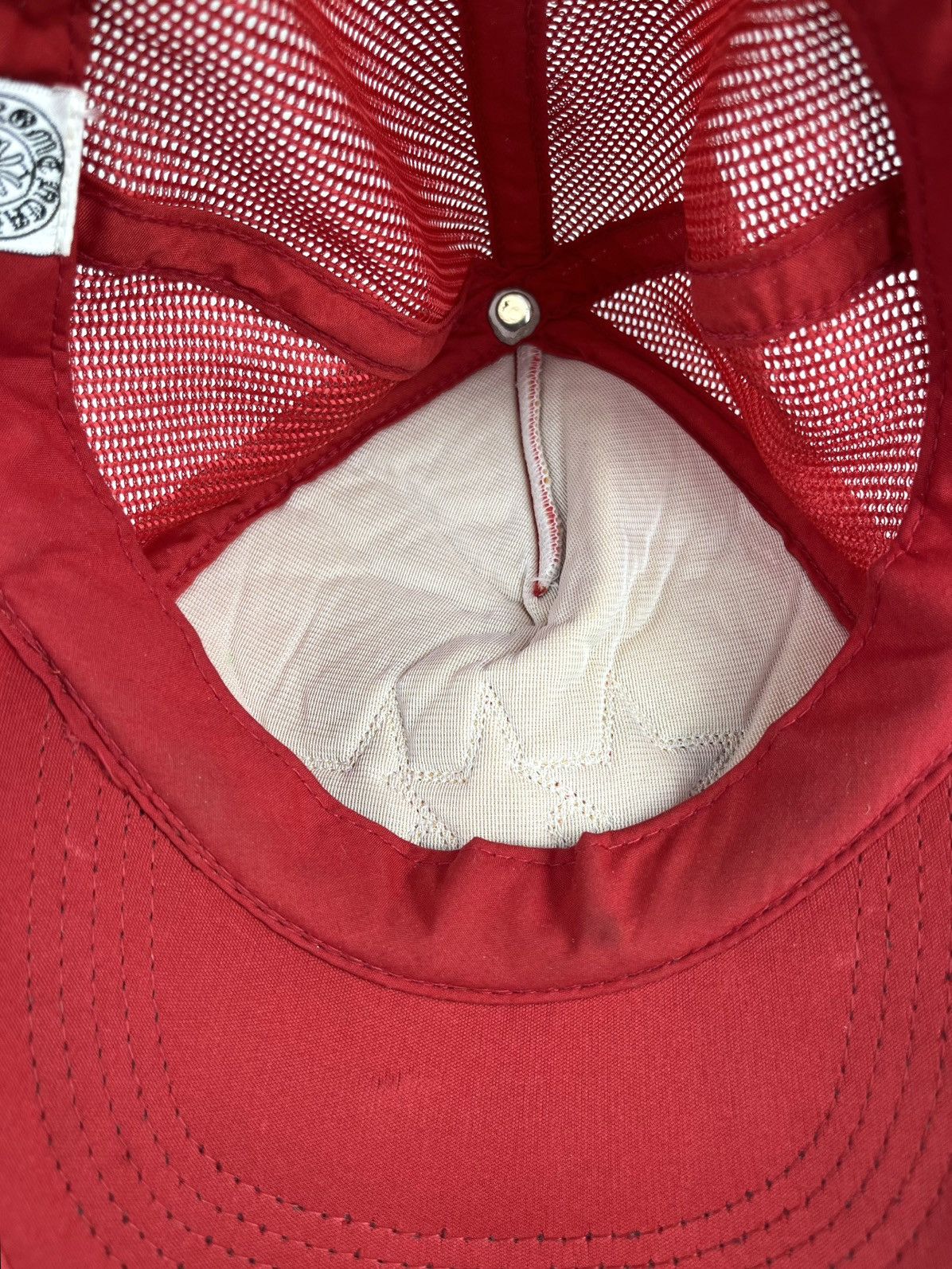 Chrome Hearts × Vintage Chrome Hearts Triple Star Leather Patch Red Trucker Hat Size ONE SIZE - 8 Thumbnail