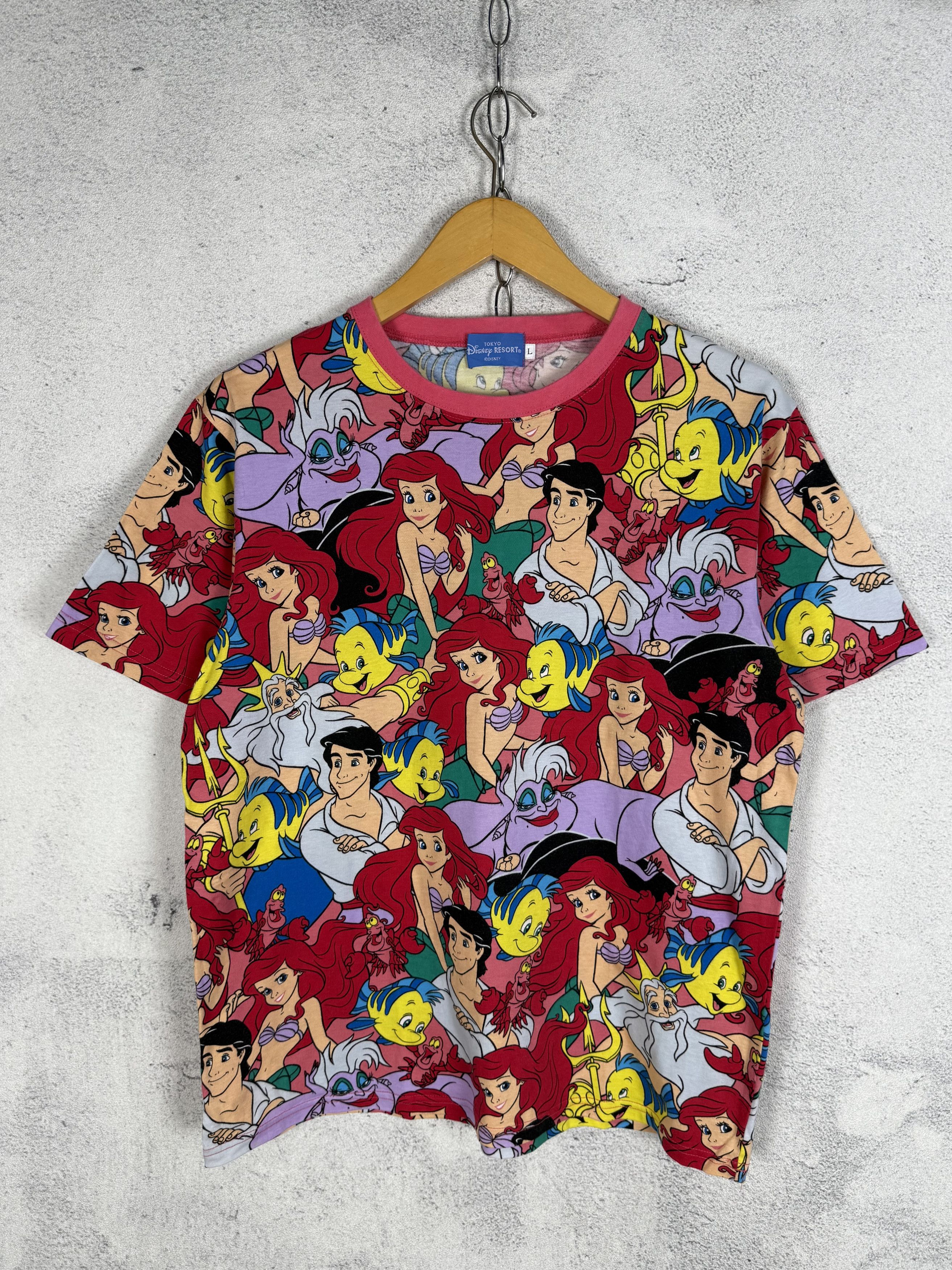 Disney Vintage Disney Over Print Shirt Mermaid Ariel Prince Eric Size M / US 6-8 / IT 42-44 - 2 Thumbnail
