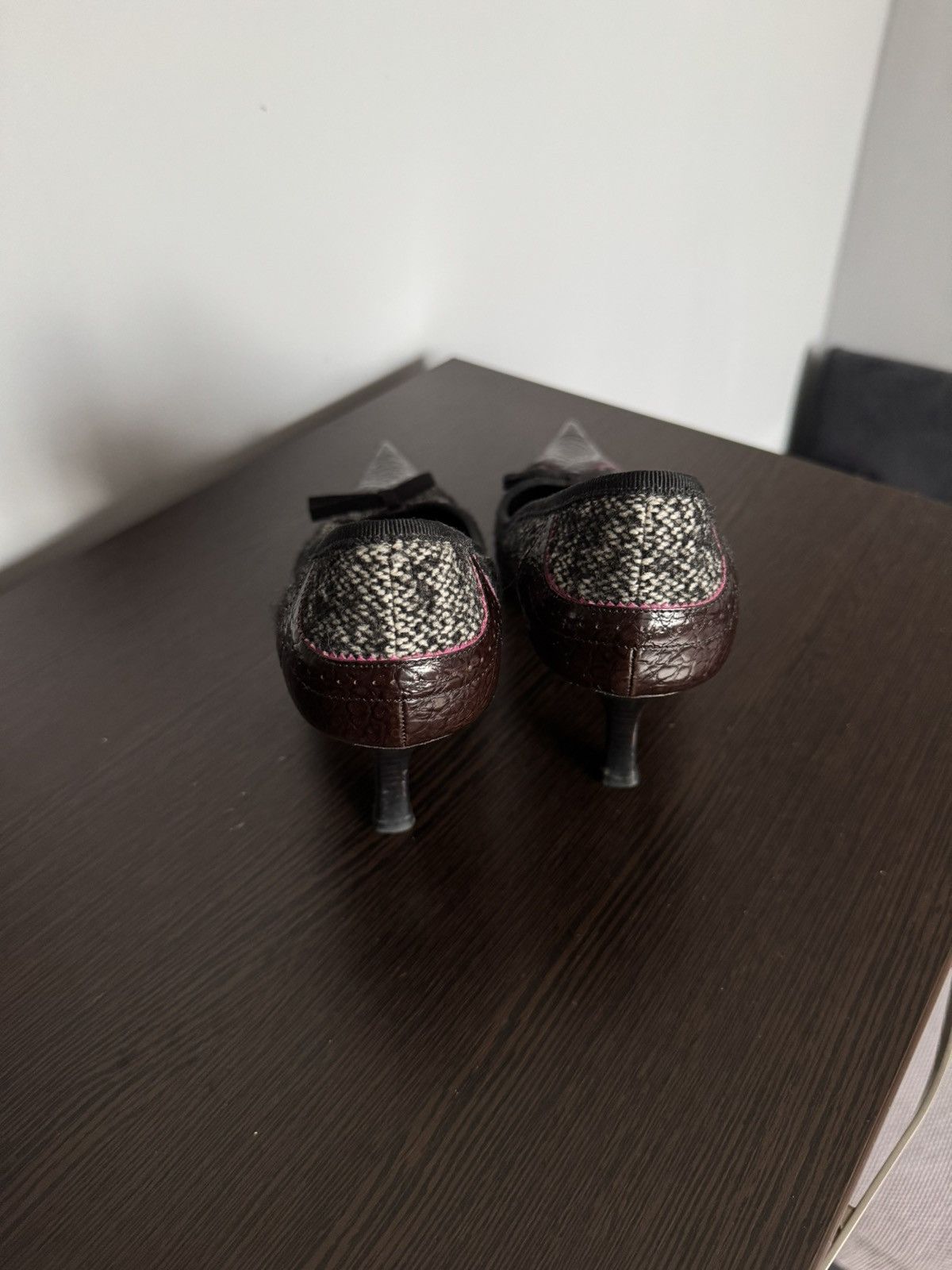 Harris Tweed × Prada Prada Milano tweed and leather heels 38 Size US 8 / IT 38 - 6 Thumbnail