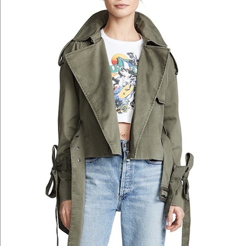 image of Anine Bing Aria Army Trench Jacket Size S $450 in Green, Women's