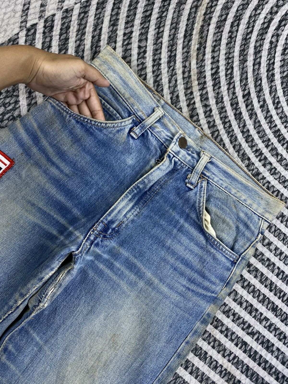 Big John Vtg Big-John With Bike Kids Patches Denim Pants Size US 29 - 8 Thumbnail