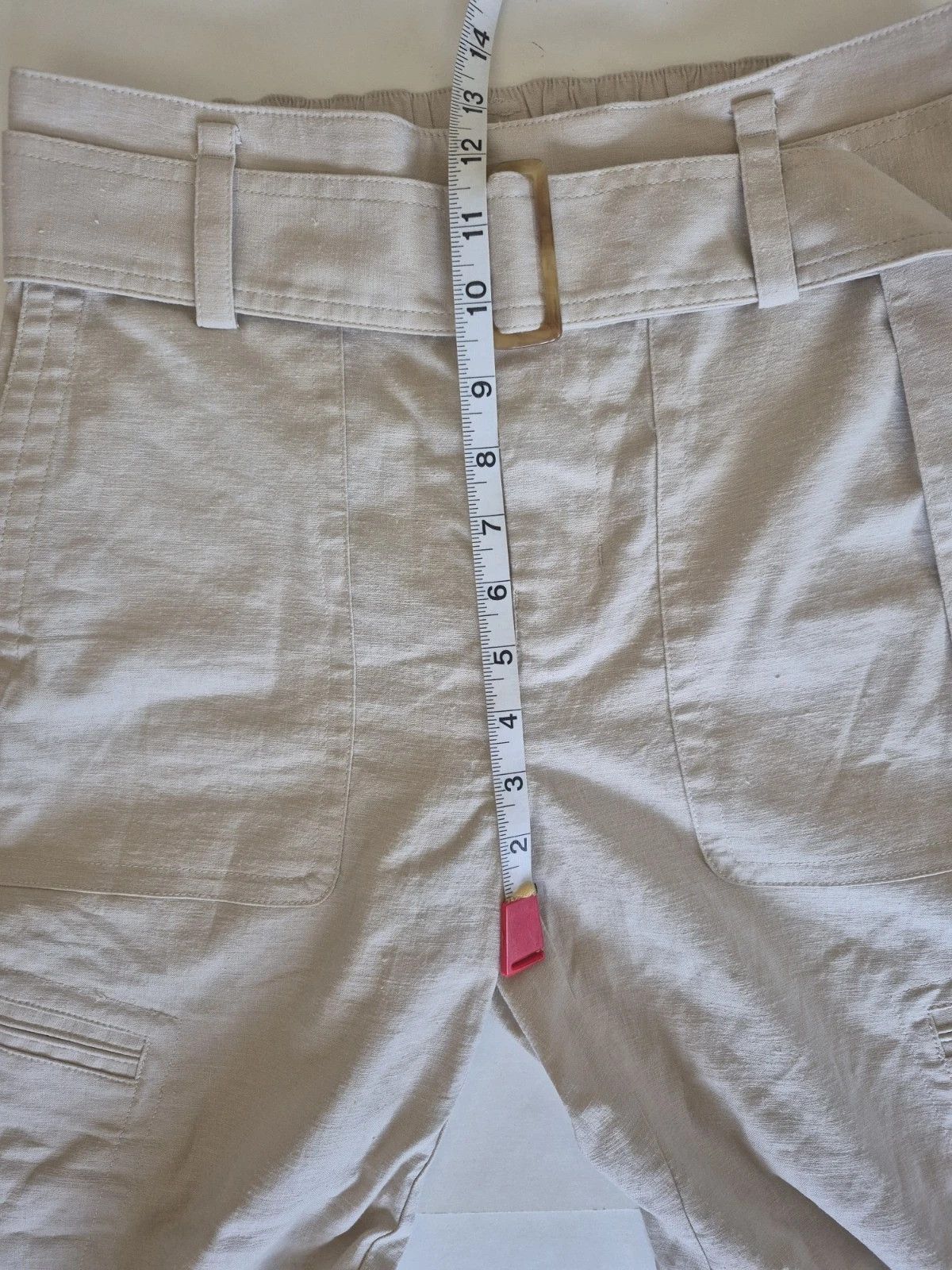 Vince Vince Pants Tan Cargo Linen Blend Belted Cuffed Size S Size 29" - 10 Thumbnail