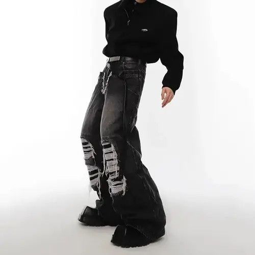 Designer × Japanese Brand × Vintage Damaged Jeans Niche Double Waist Size US 32 / EU 48 - 1 Thumbnail