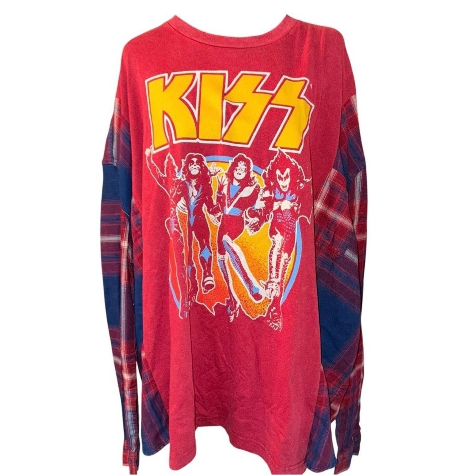 Other Reworked Upcycled KISS Tshirt Flannel Size M / US 6-8 / IT 42-44 - 1 Thumbnail