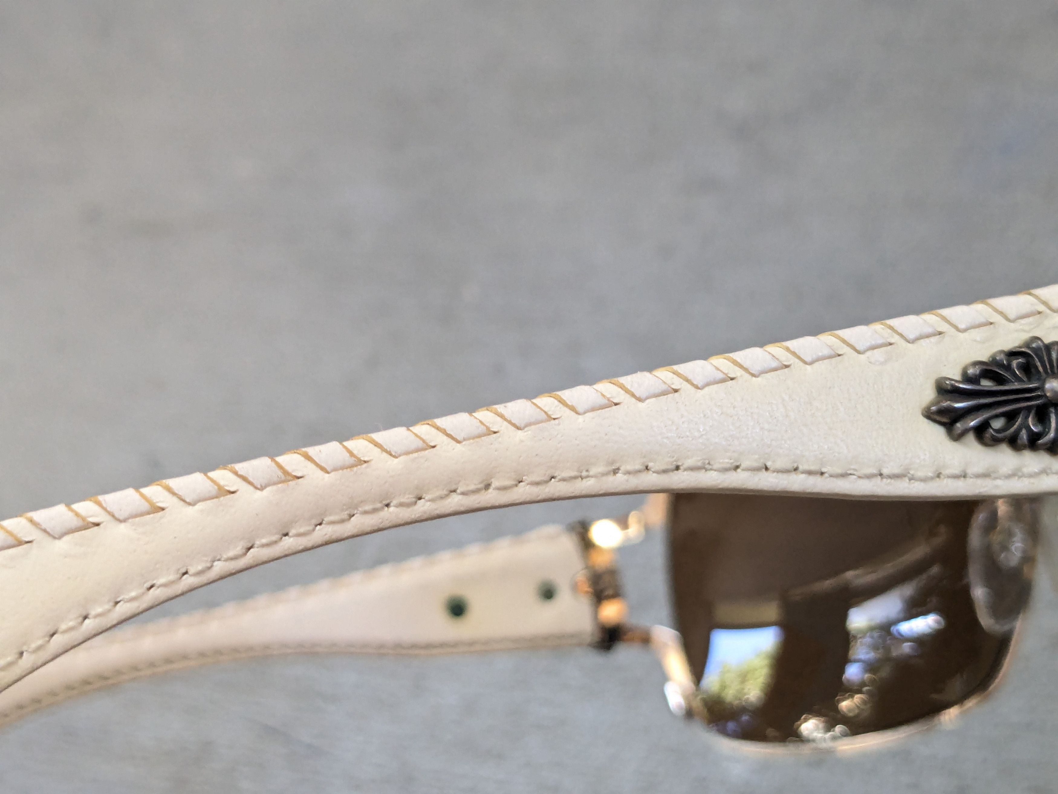 Chrome Hearts Chrome Hearts Poon II Sunglasses Brown White Leather Cross Size ONE SIZE - 9 Thumbnail
