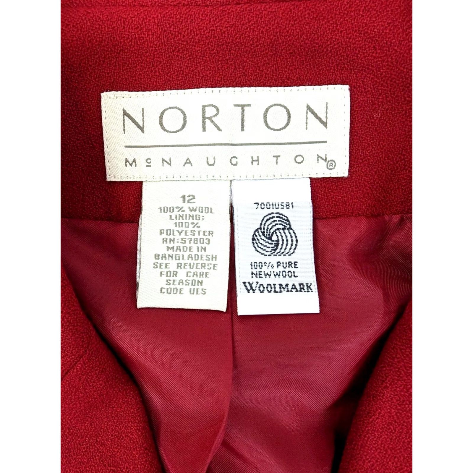 Vintage VTG Norton McNaughton Wool Long Coat Blazer Women 12 Red 4-Button Woolmark Blazer Jacket Size XL / US 12-14 / IT 48-50 - 4 Thumbnail
