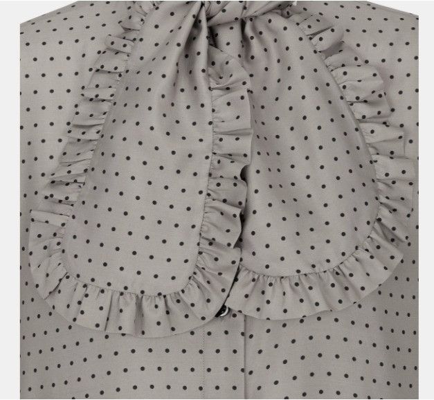 Dior o1w1db10924 Silk Ascot Blouse With Dots Motif in Grey Size M / US 6-8 / IT 42-44 - 3 Thumbnail
