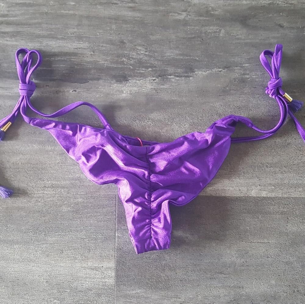 Designer Purple Gold Summer Luxe Bikini Bottoms Size ONE SIZE - 2 Thumbnail