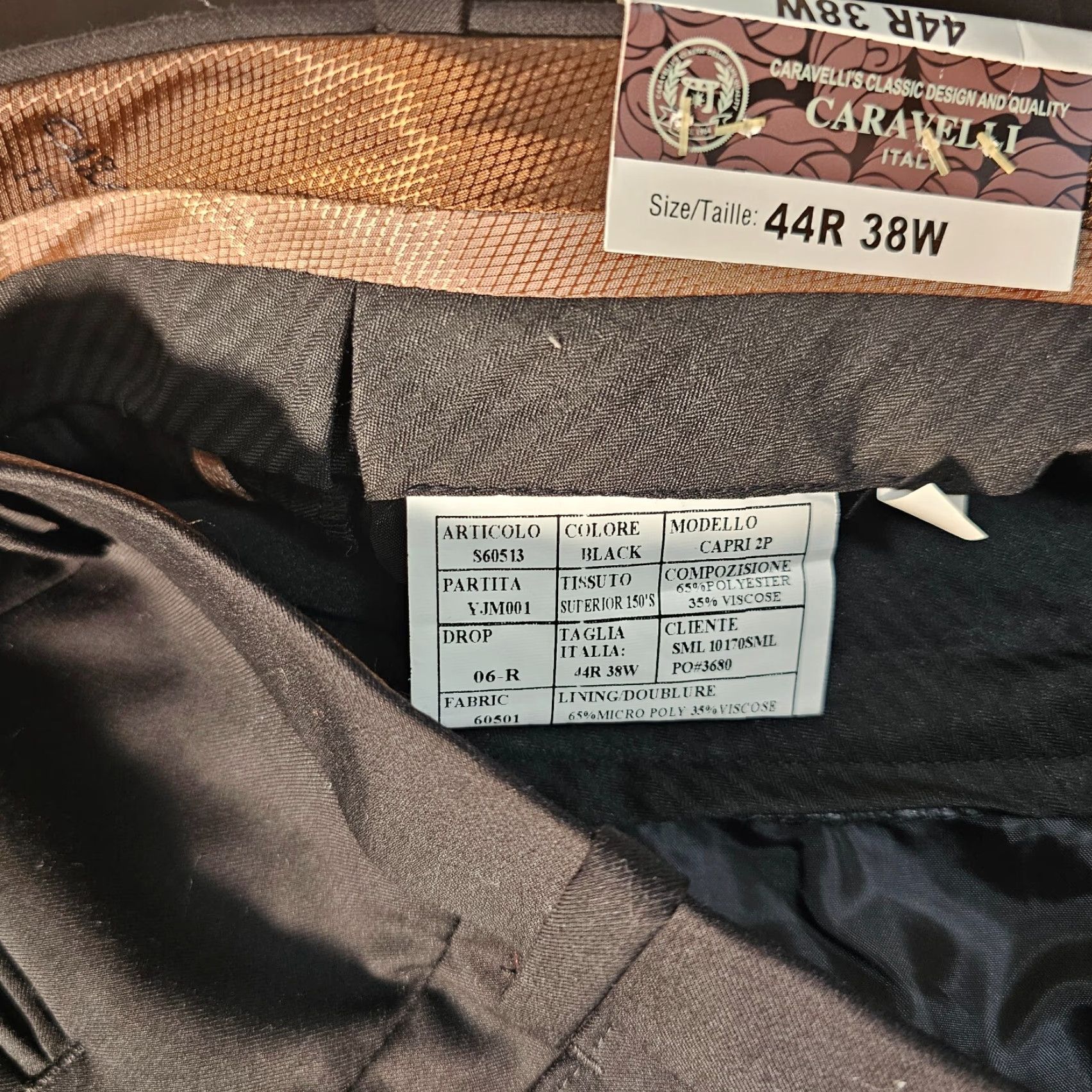 Vintage NWT Caravelli Dress Pants Men 44R 38W Black Classic High Rise Pleated Straight Size US 44 / EU 60 - 4 Thumbnail