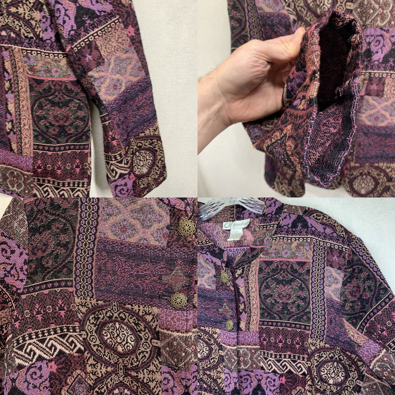 Vintage VINTAGE Dressbarn Purple Tapestry Brocade Blazer Jacket 2X Women Casual Formal Fall Winter Size XXL / US 16-18 / IT 52-54 - 8 Thumbnail