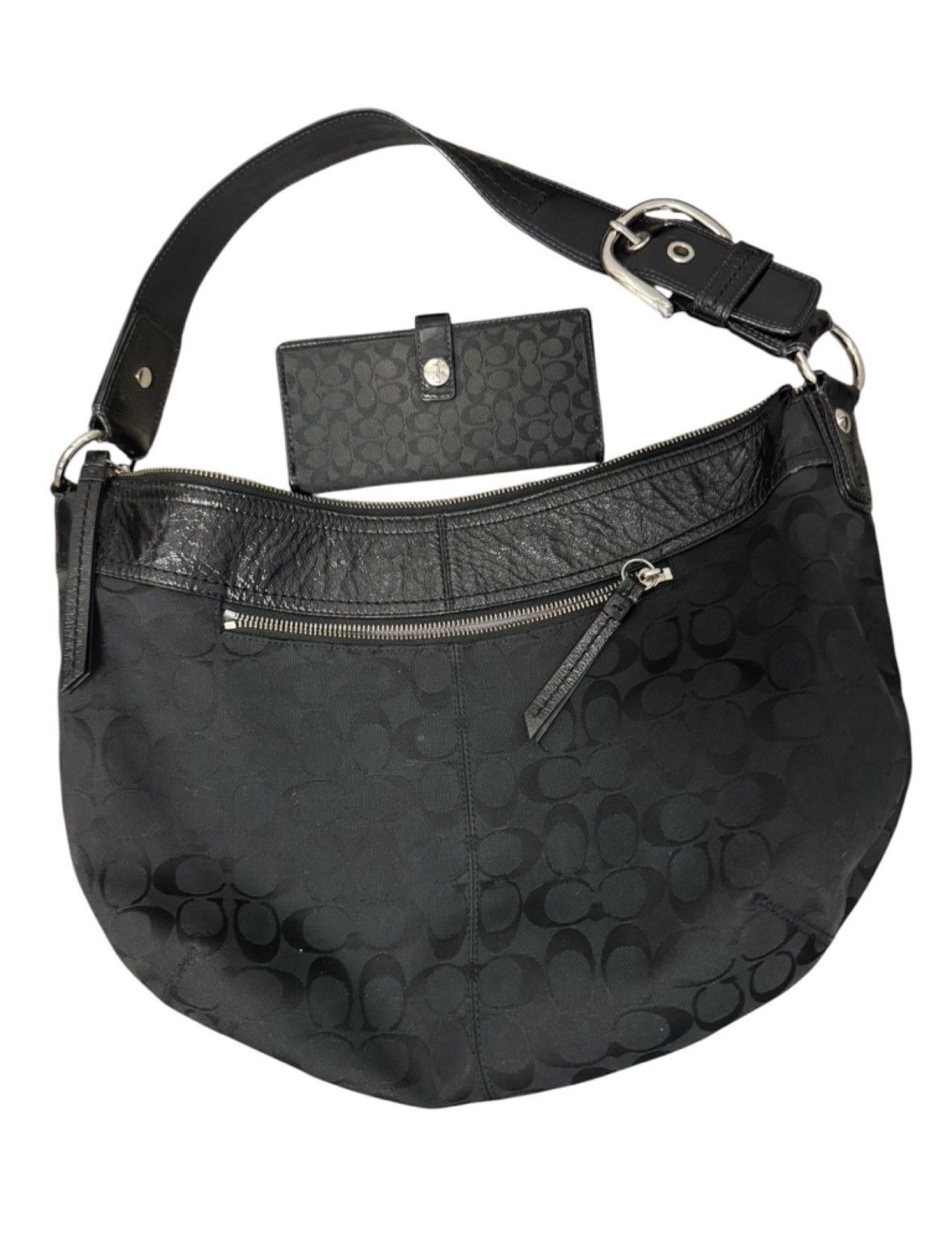 Coach Coach Signature Black Jacquard Canvas Handbag and Wallet Size ONE SIZE - 1 Thumbnail