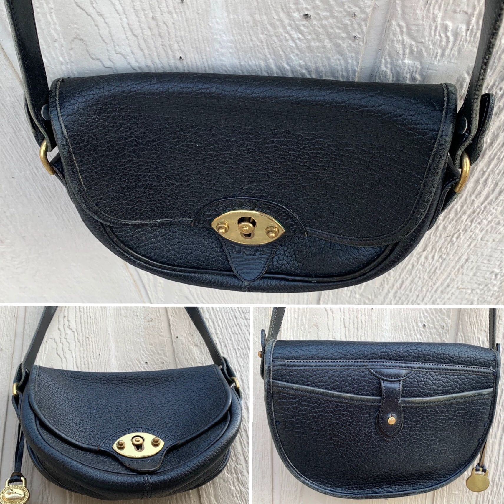 Dooney & Bourke VINTAGE Dooney & Bourke Black Leather Crossbody Bag USA Made Brass Lock Adult Women Size ONE SIZE - 4 Thumbnail