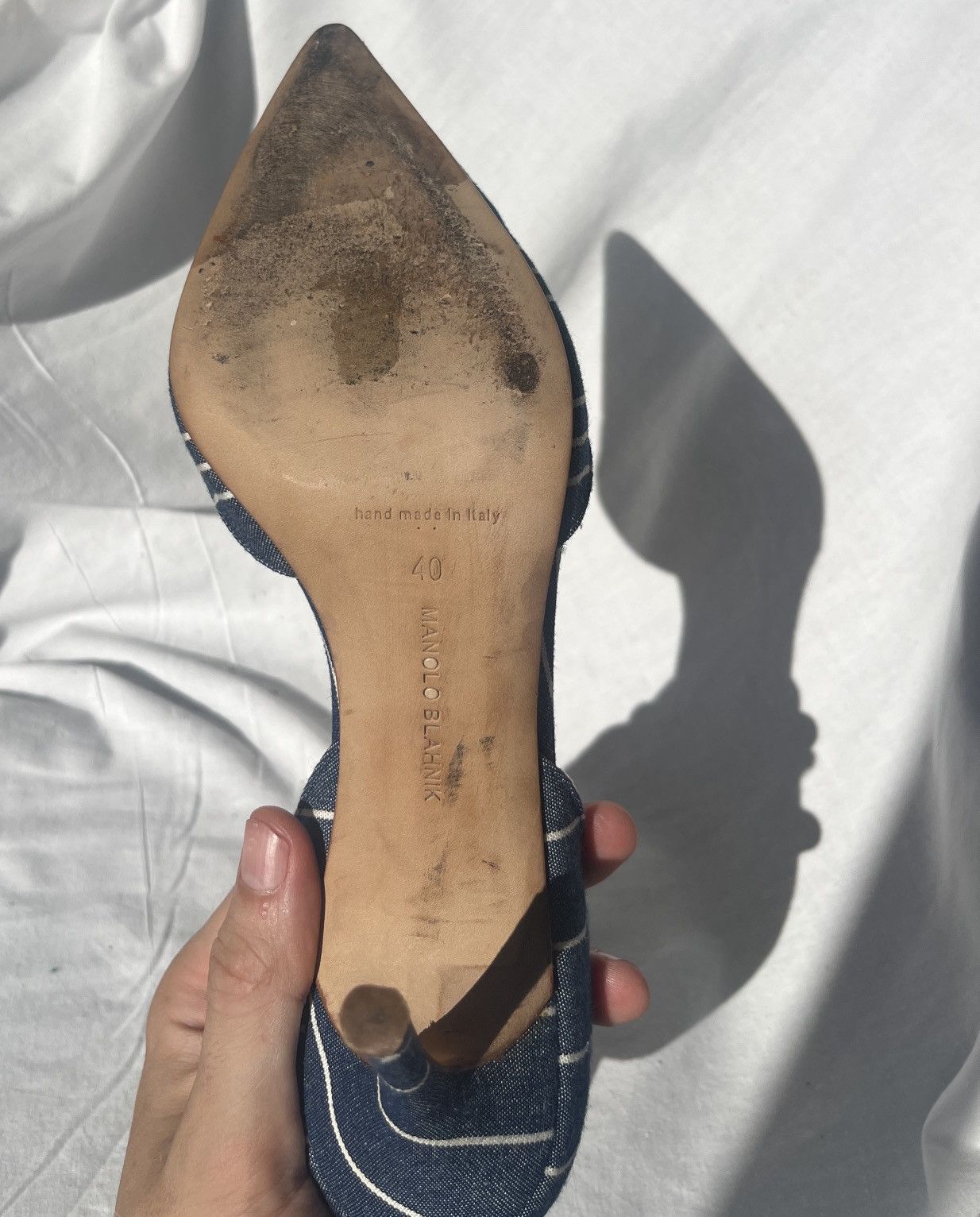 Manolo Blahnik Striped canvas slip on pumps Size US 10 / IT 40 - 18 Thumbnail