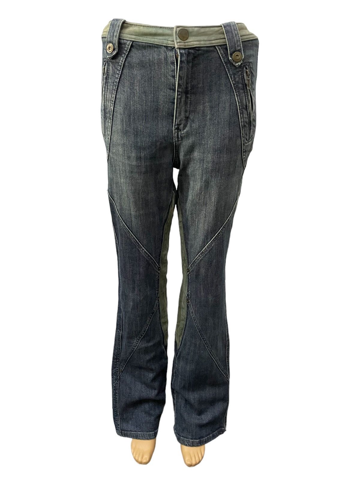 Hysteric Glamour × In The Attic × semanticdesign Studio Picone Asymmetrical Hybrid Flared Jeans Size US 28 / EU 44 - 3 Thumbnail