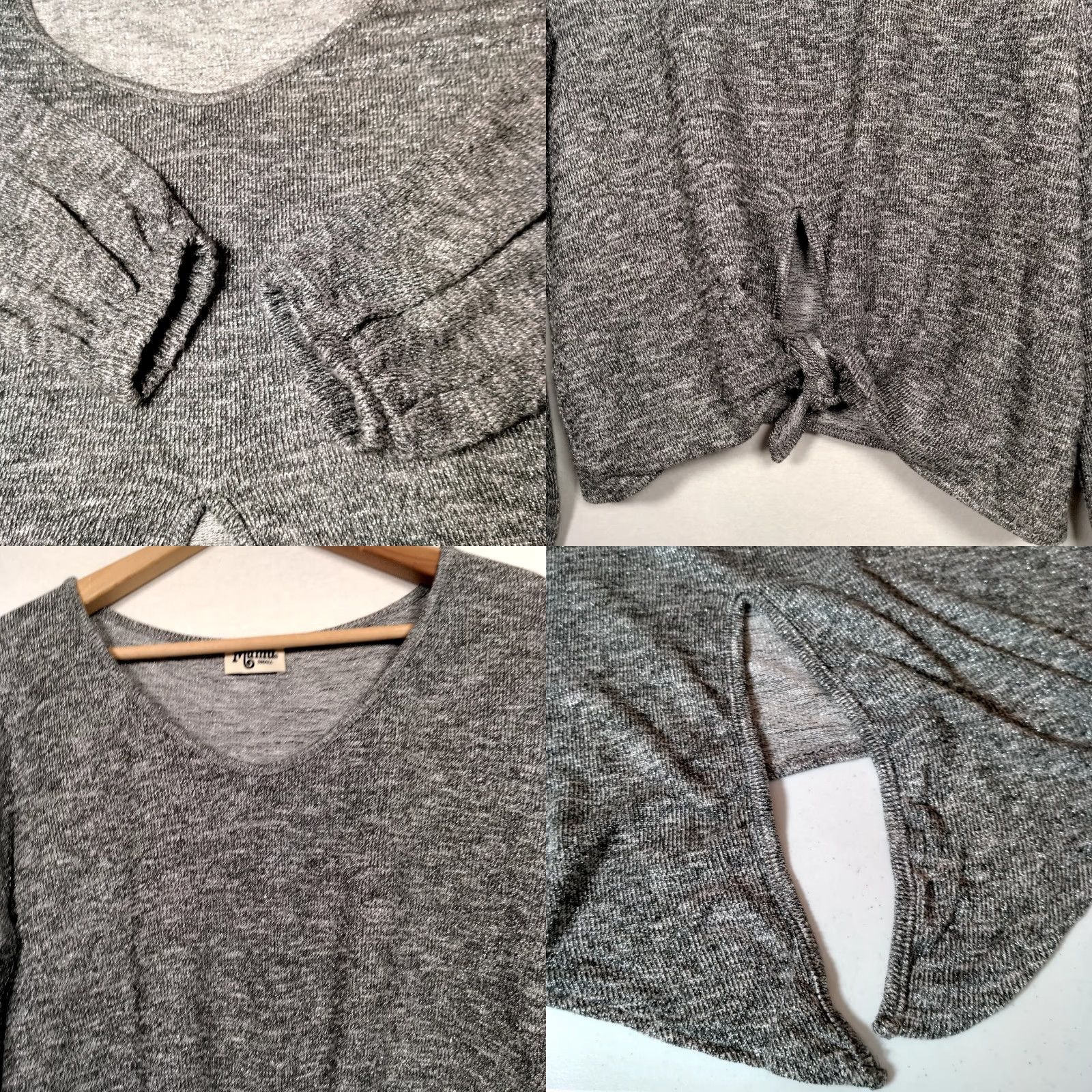 Show Me Your MuMu VINTAGE Show Me Your MuMu Sweater Small Knit Crop Top Tie Waist Silver Metallic Size S / US 4 / IT 40 - 8 Thumbnail