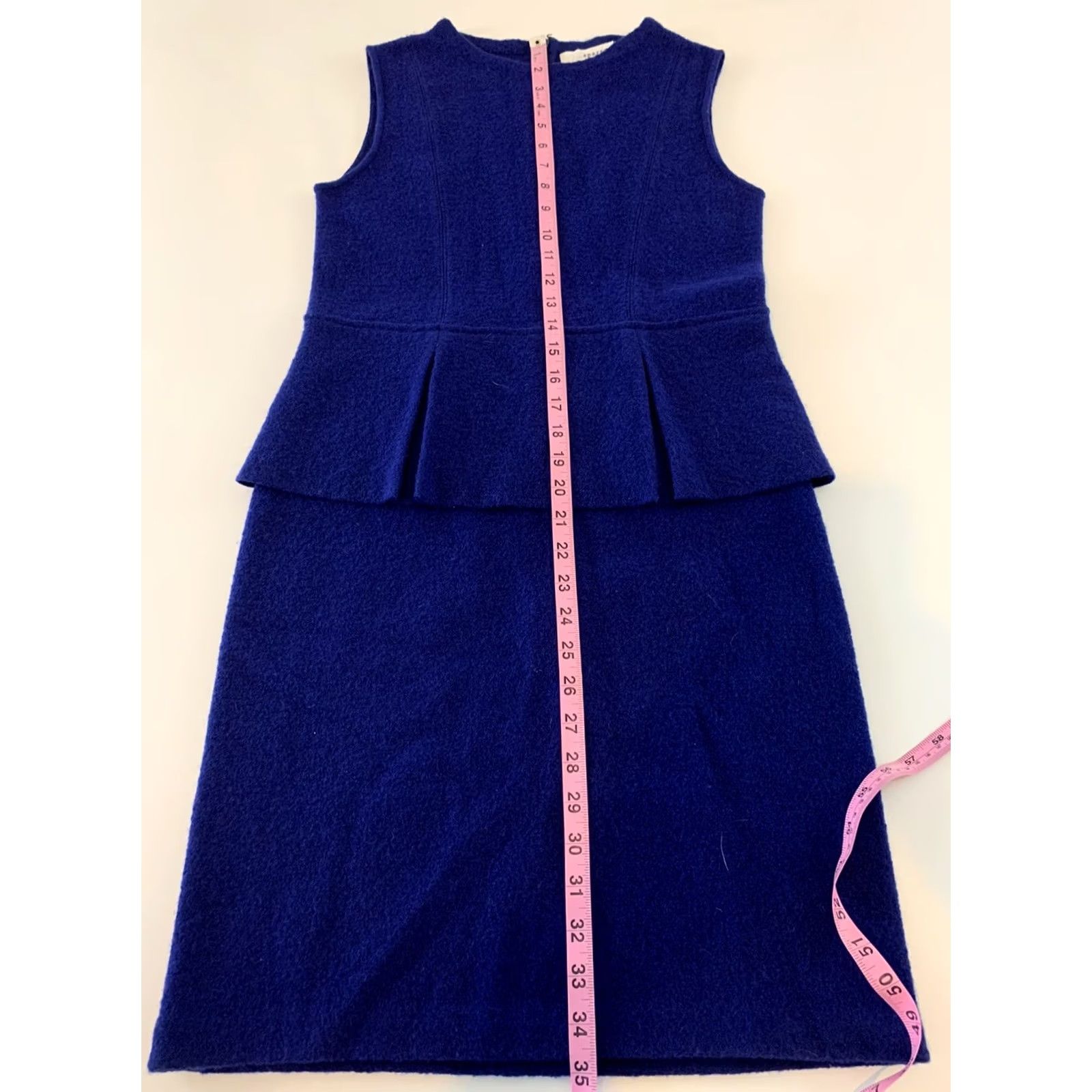 Anthropologie Sparrow Anthropologie Sleeveless Wool Dress Women's Small Blue Dress, Anthropologie, A-Line, Knee Length, Casual, Solid, Sleeveless, Blue, 90s Size S / US 4 / IT 40 - 4 Thumbnail