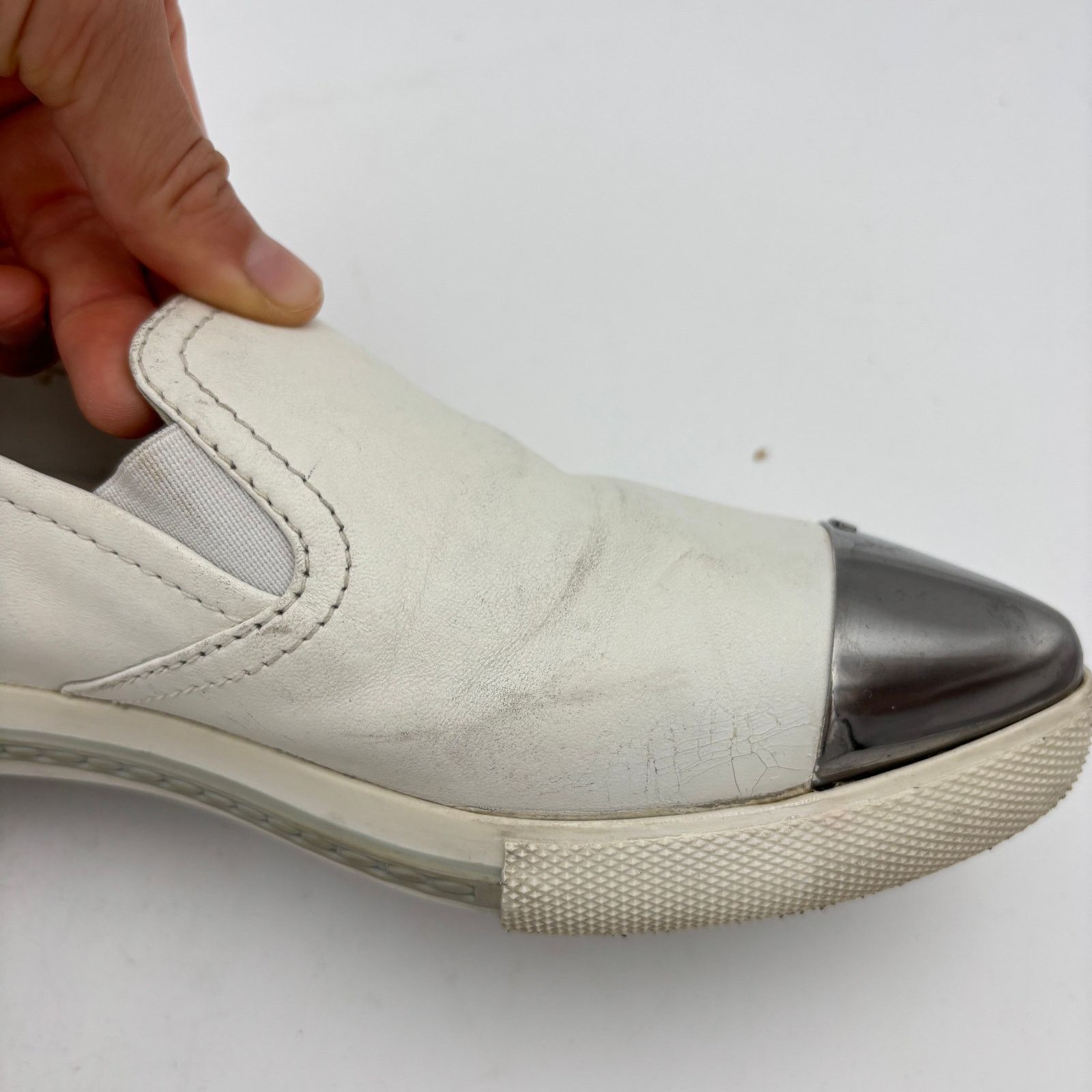 Miu Miu Miu Miu Leather Metal Point Cap Toe Slip On Shoes 35.5 / 5.5 Size US 5.5 / IT 35.5 - 14 Thumbnail