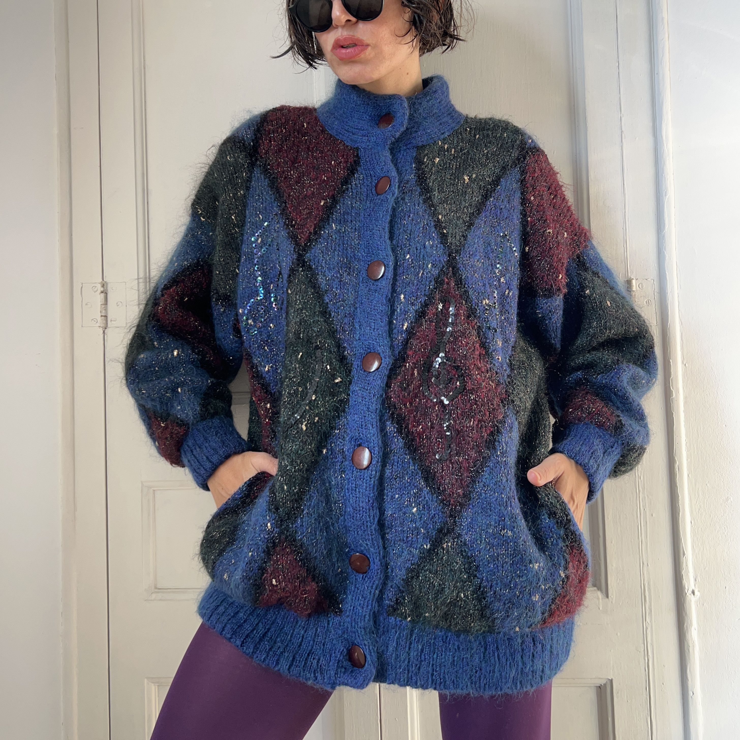 Vintage Vintage Mohair Harlequin Cardigan Size M / US 6-8 / IT 42-44 - 1 Thumbnail