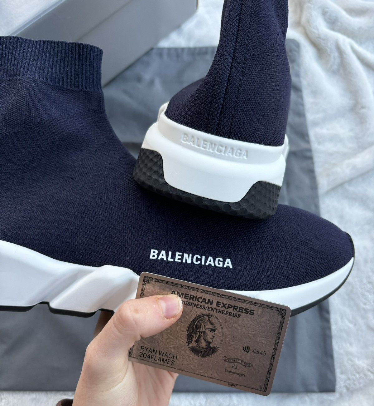 Balenciaga Balenciaga Navy/White Speed Runners Size US 12 / EU 45 - 2 Thumbnail