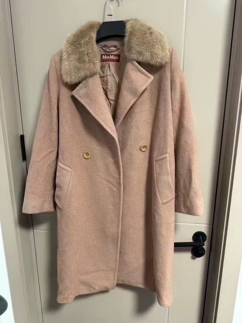 Max Mara Max Mara Wool coat with fur collar Size L / US 10 / IT 46 - 1 Thumbnail