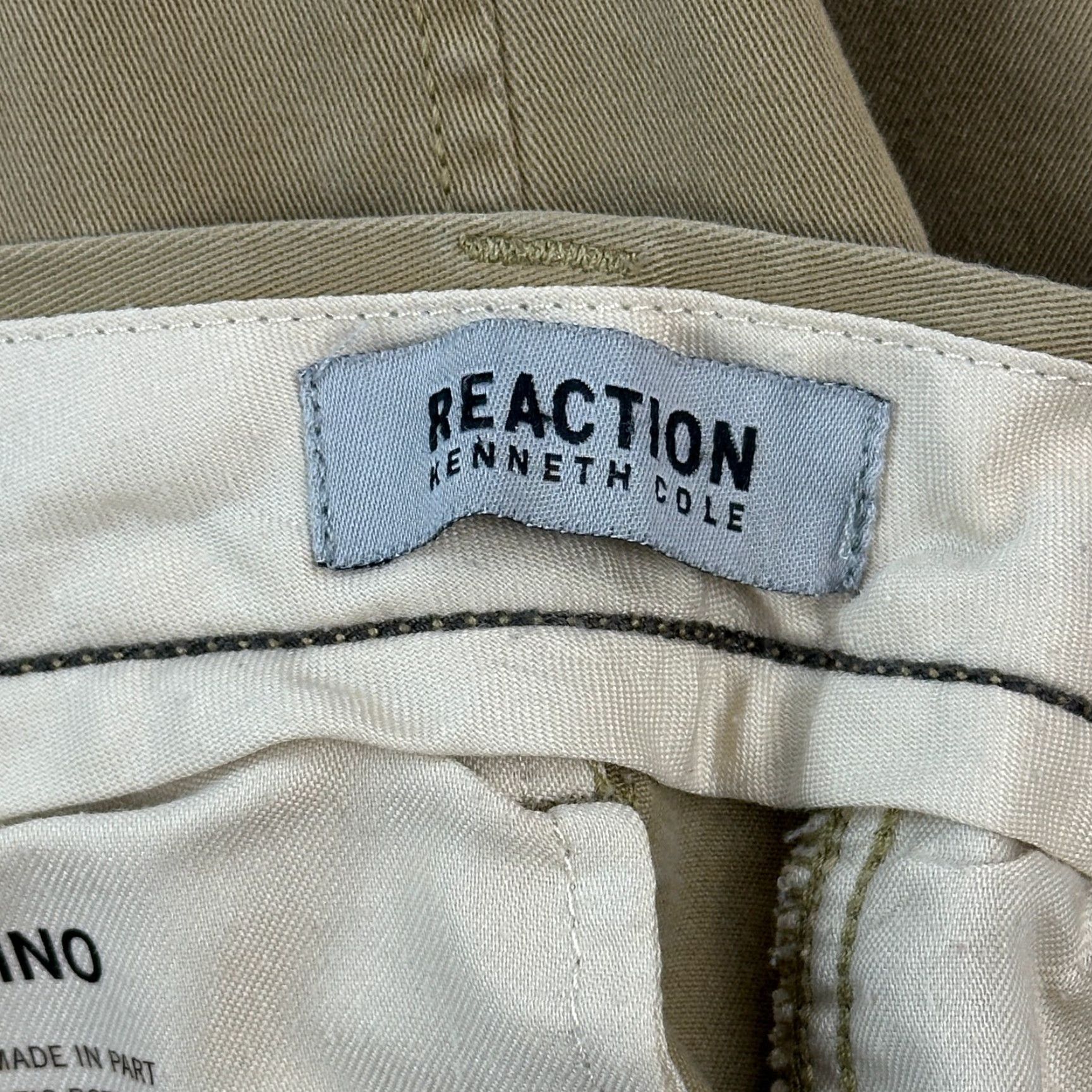Kenneth Cole Kenneth Cole Reaction Pants Mens 33x30 Khaki Slim Fit Chino Flat Front Stretch - Regular 33x30 - Beige, Cotton Polyester Spandex - Logo, Preppy - Mens Size US 33 - 7 Thumbnail
