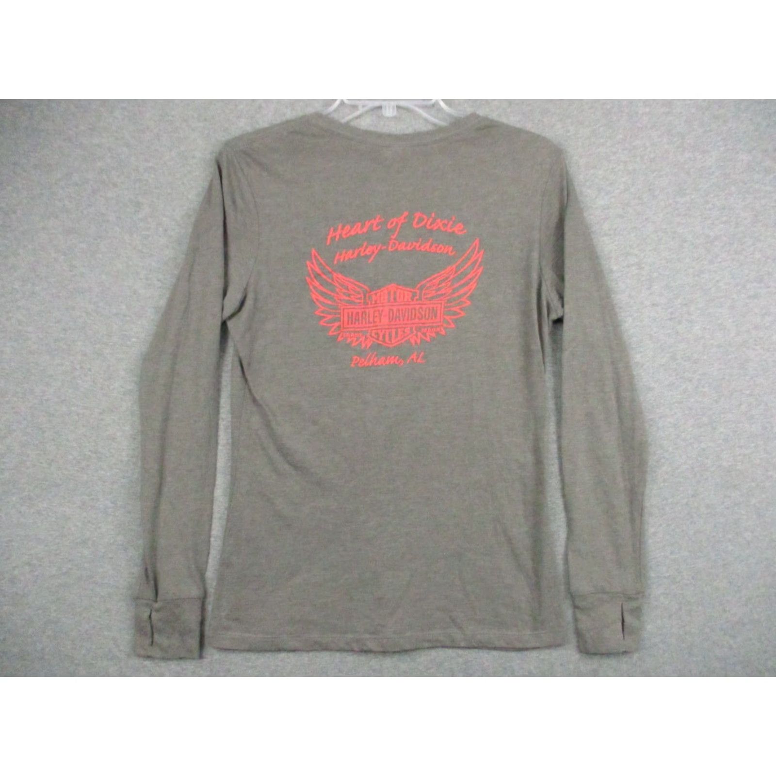 Harley Davidson Harley-Davidson Shirt Women's Gray Motorcycle Stretch Thumb Hole XL Gray Cotton Polyester Spandex Knit T-Shirt Casual Basic Skull Pattern Size XL / US 12-14 / IT 48-50 - 7 Thumbnail