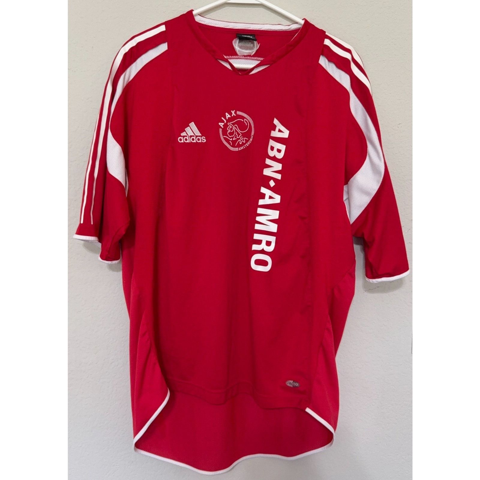 Vintage Ajax Adidas Training Jersey XL ABN AMRO Red Soccer