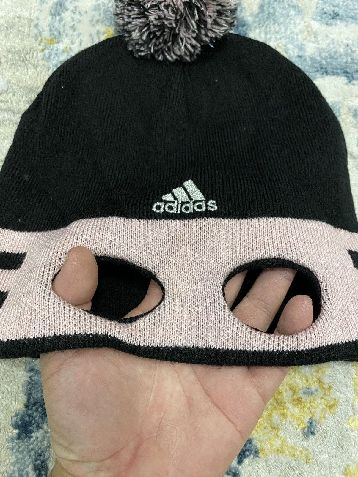 Adidas × Japanese Brand × Shellac 2000s Adidas Half Balaclava 3 stripe hat Size ONE SIZE - 4 Thumbnail