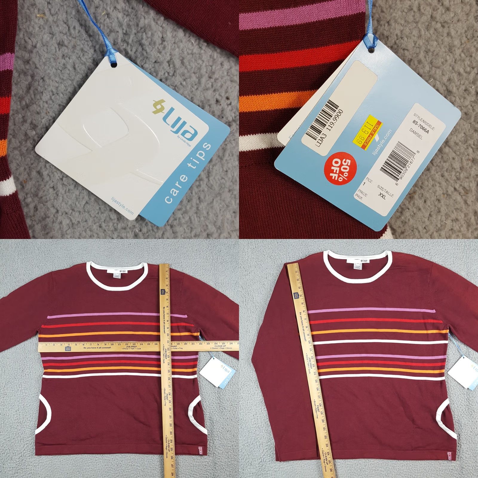 Vintage VINTAGE Striped Red Lightweight Pockets Women's 2XL Preppy Knit Pullover Sweater Size XXL / US 16-18 / IT 52-54 - 8 Thumbnail