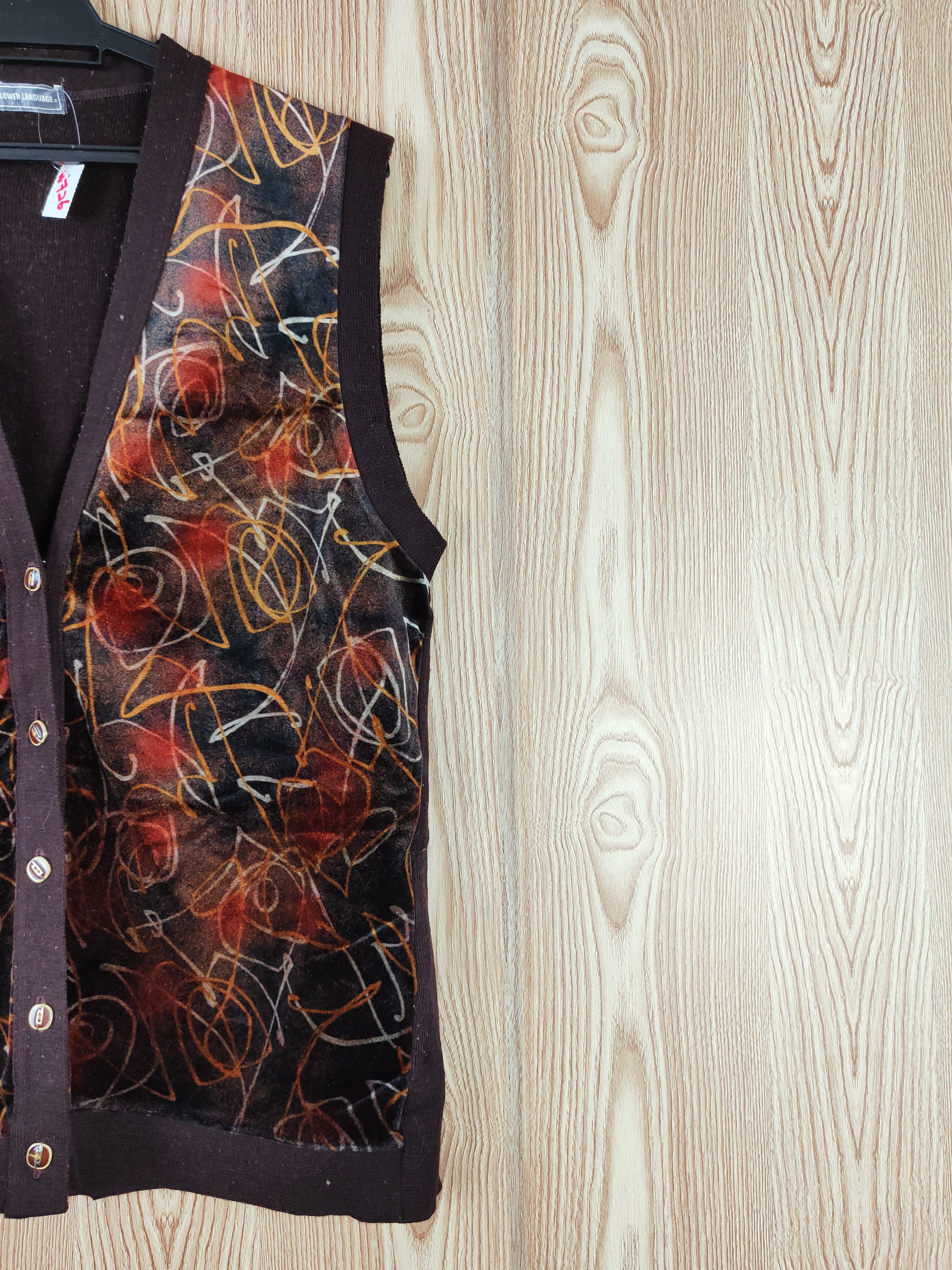 Homespun Knitwear × Japanese Brand × Vintage Flower Language Dark Brown Knitwear Button Up Vests #W726 Size M / US 6-8 / IT 42-44 - 5 Thumbnail