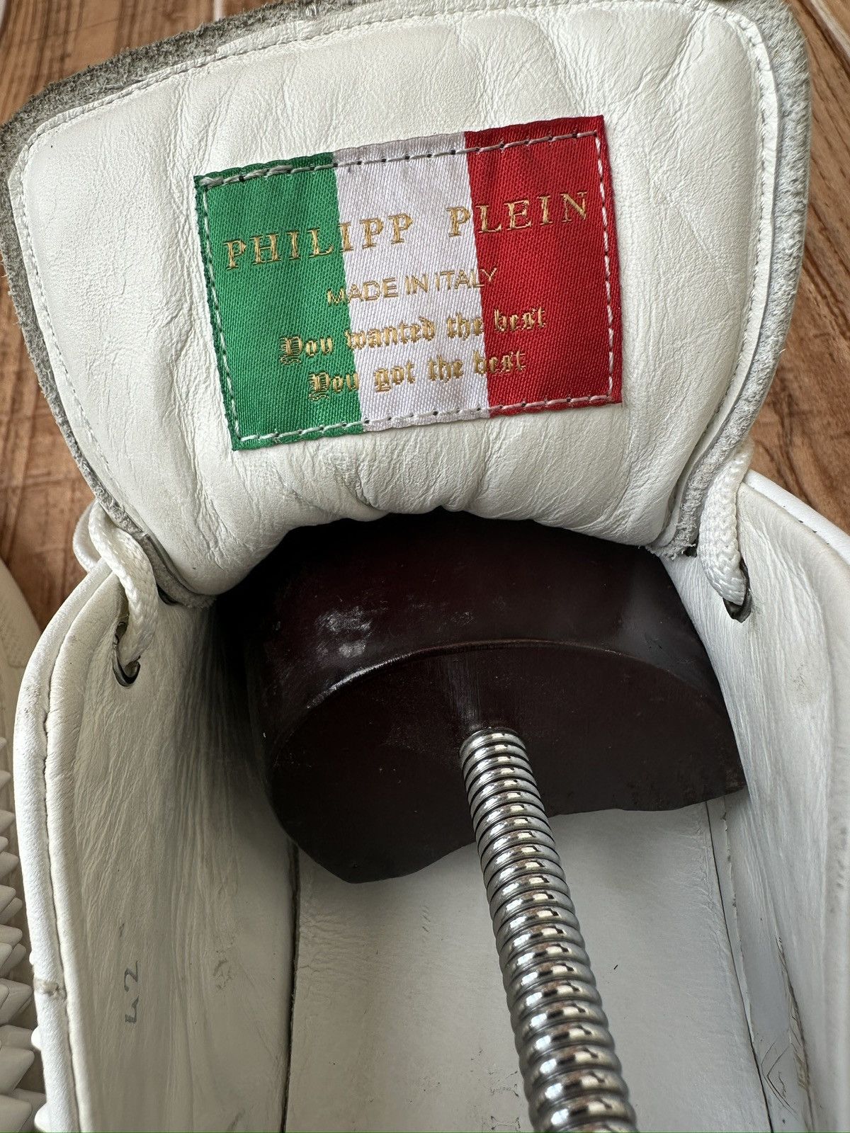 Philipp Plein Philipp Plein 78 Studded Spiked White Low Top Trainers Size US 9 / EU 42 - 18 Thumbnail