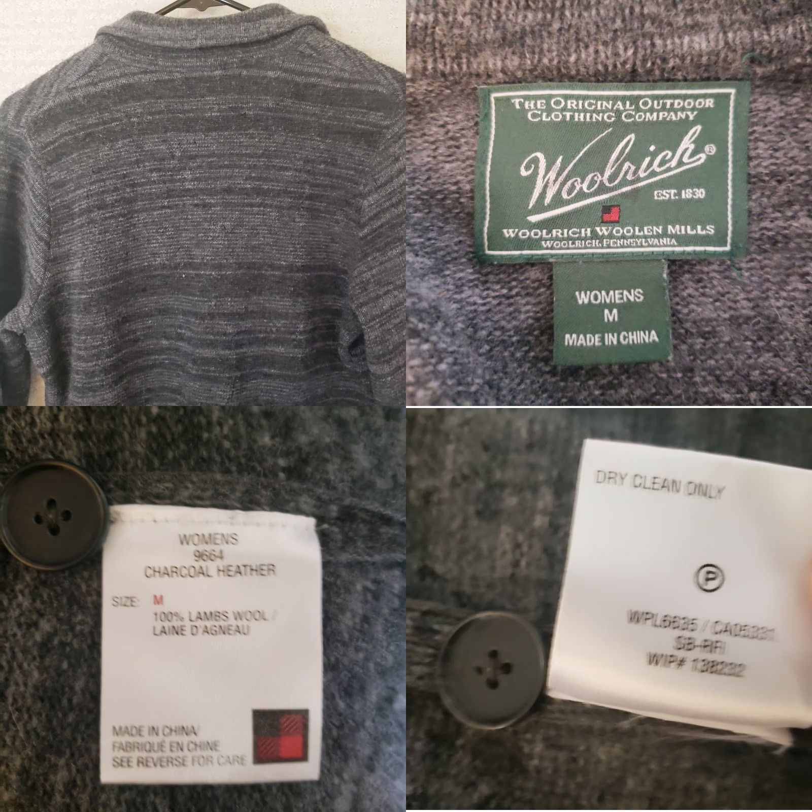 Vintage Woolrich Cardigan Sweater Wool Knit Heathered Gray Long Sleeve Crew Neck Pockets Vintage Womens M Wool Mix Size M / US 6-8 / IT 42-44 - 8 Thumbnail
