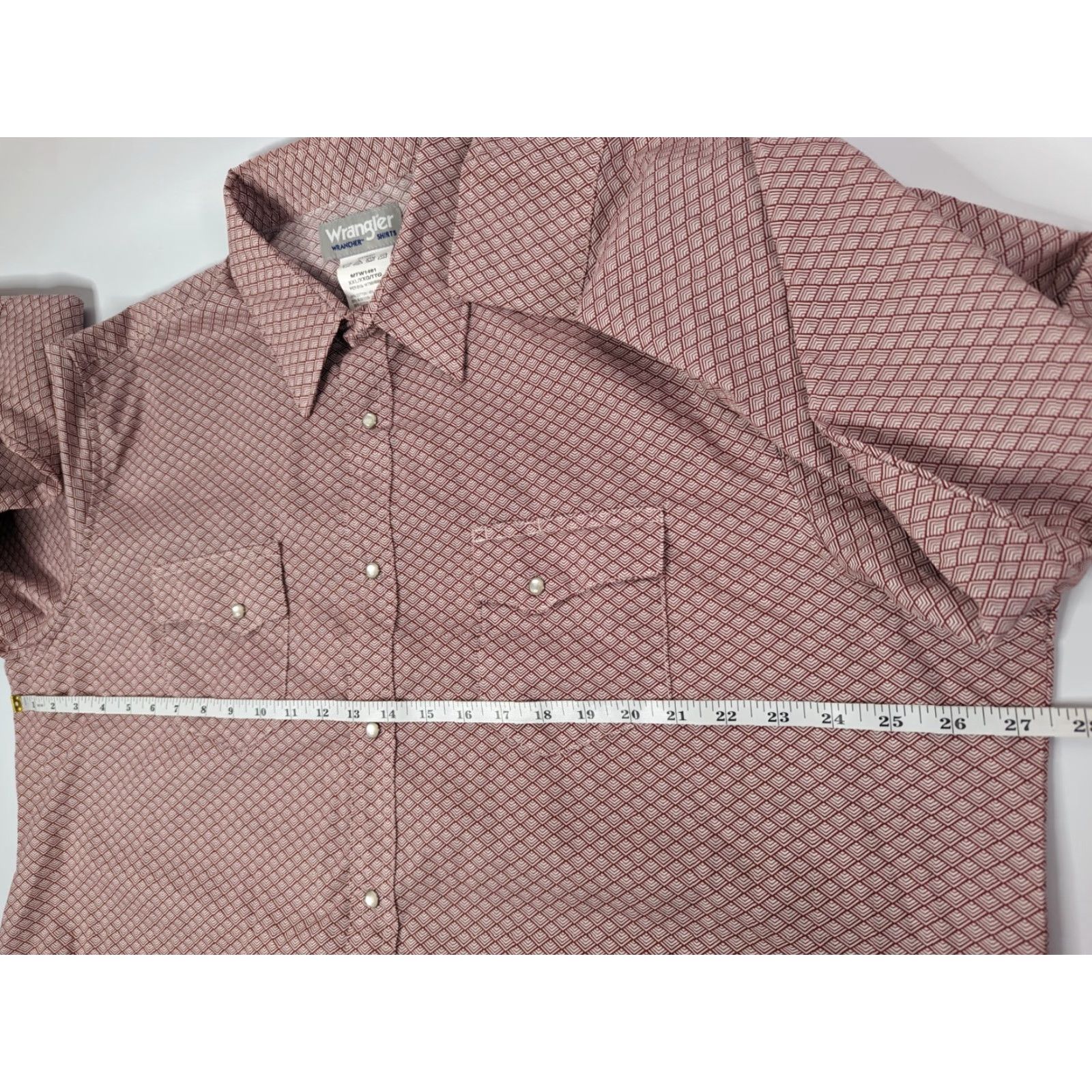 Wrangler VINTAGE Wrangler Wrancher Red Geometric Pearl Snap Western Long Sleeve Shirt Men’s 2XL Size US XXL / EU 58 / 5 - 7 Thumbnail