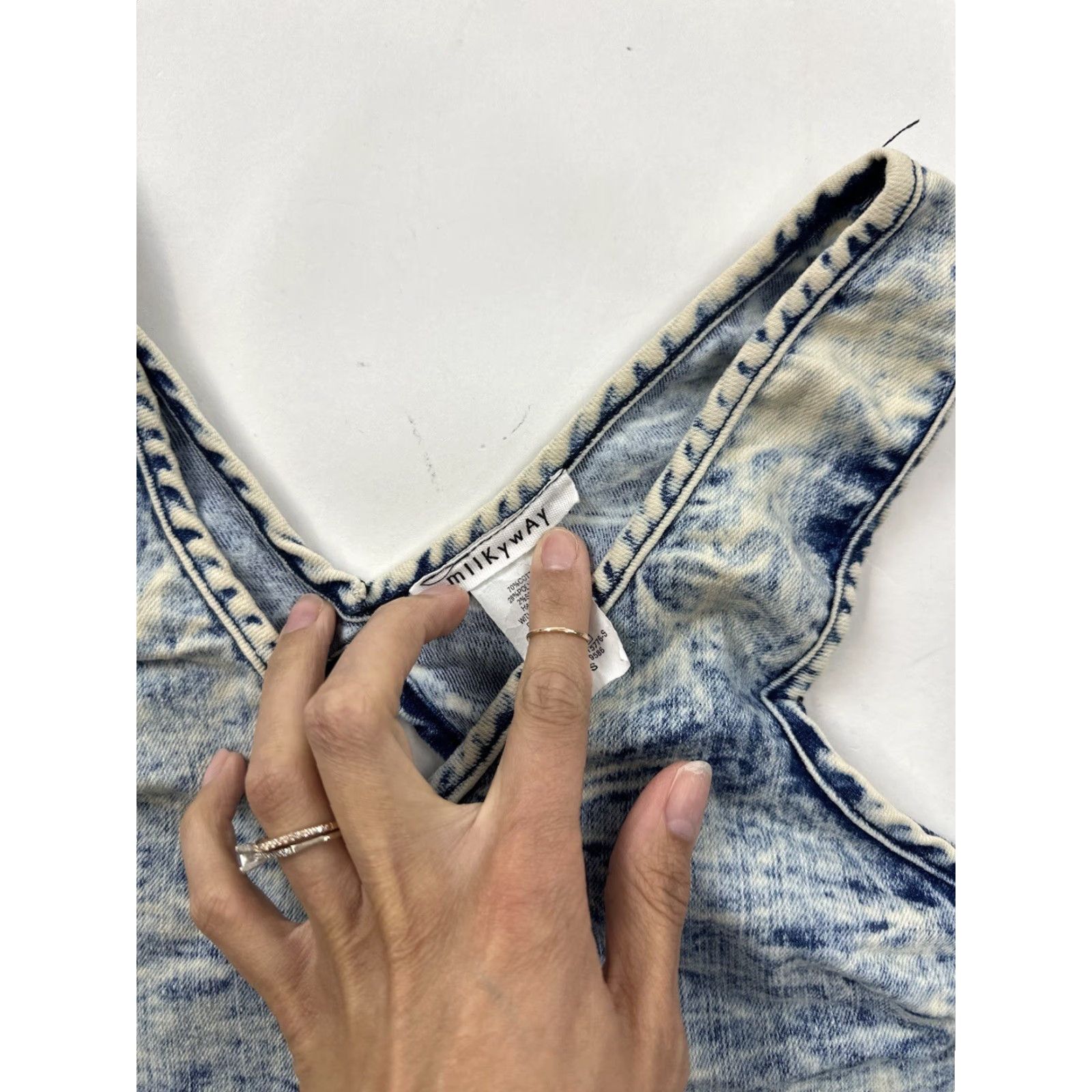 Vintage MilkyWay Crop Top Women’s S Blue Acid Wash USA Tank Sleeveless Cropped Shirt Womens Size S / US 4 / IT 40 - 4 Thumbnail