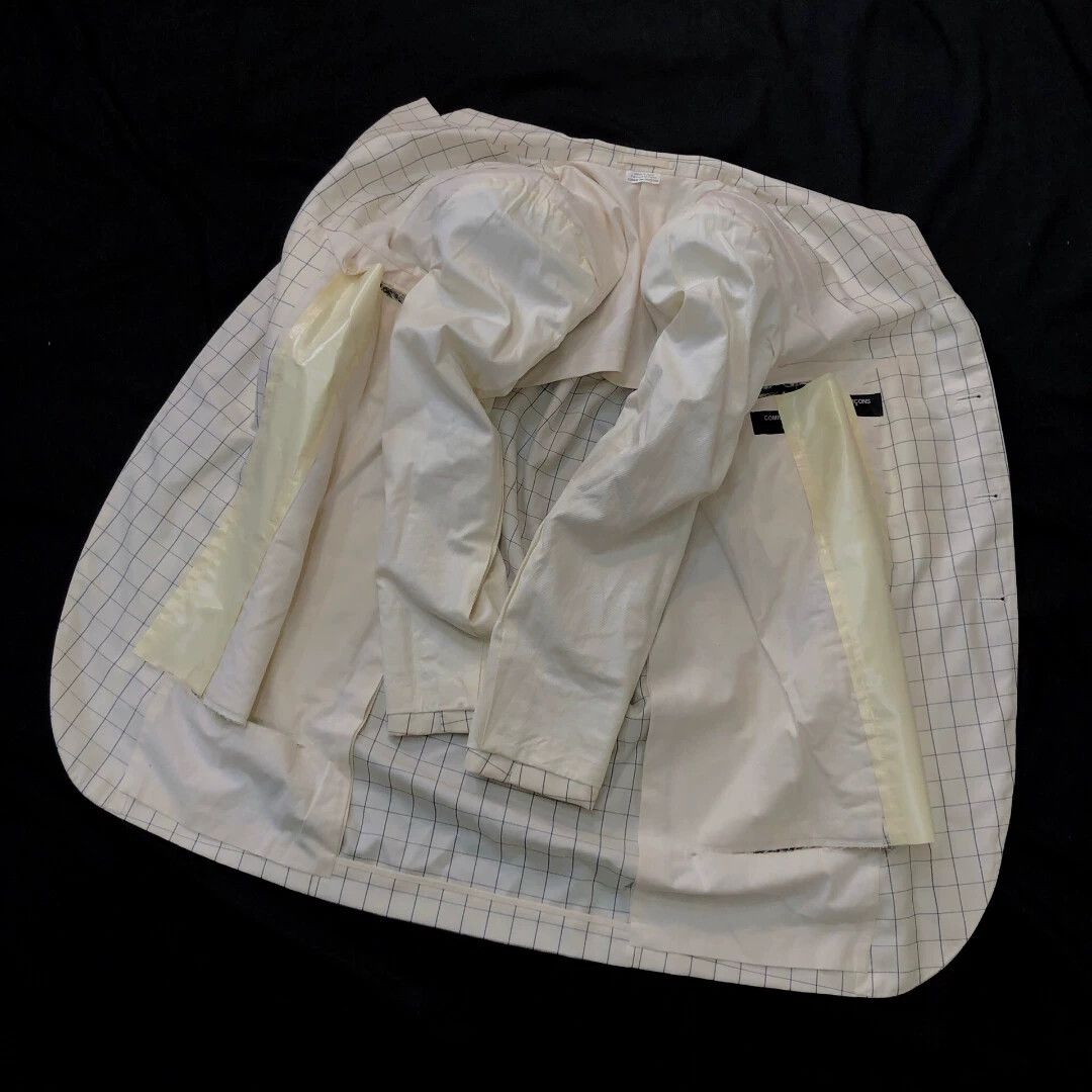 Comme des Garcons CDG 16SS Deformation Show XS W-Silk White Checked Jacket Size US XS / EU 42 / 0 - 5 Thumbnail