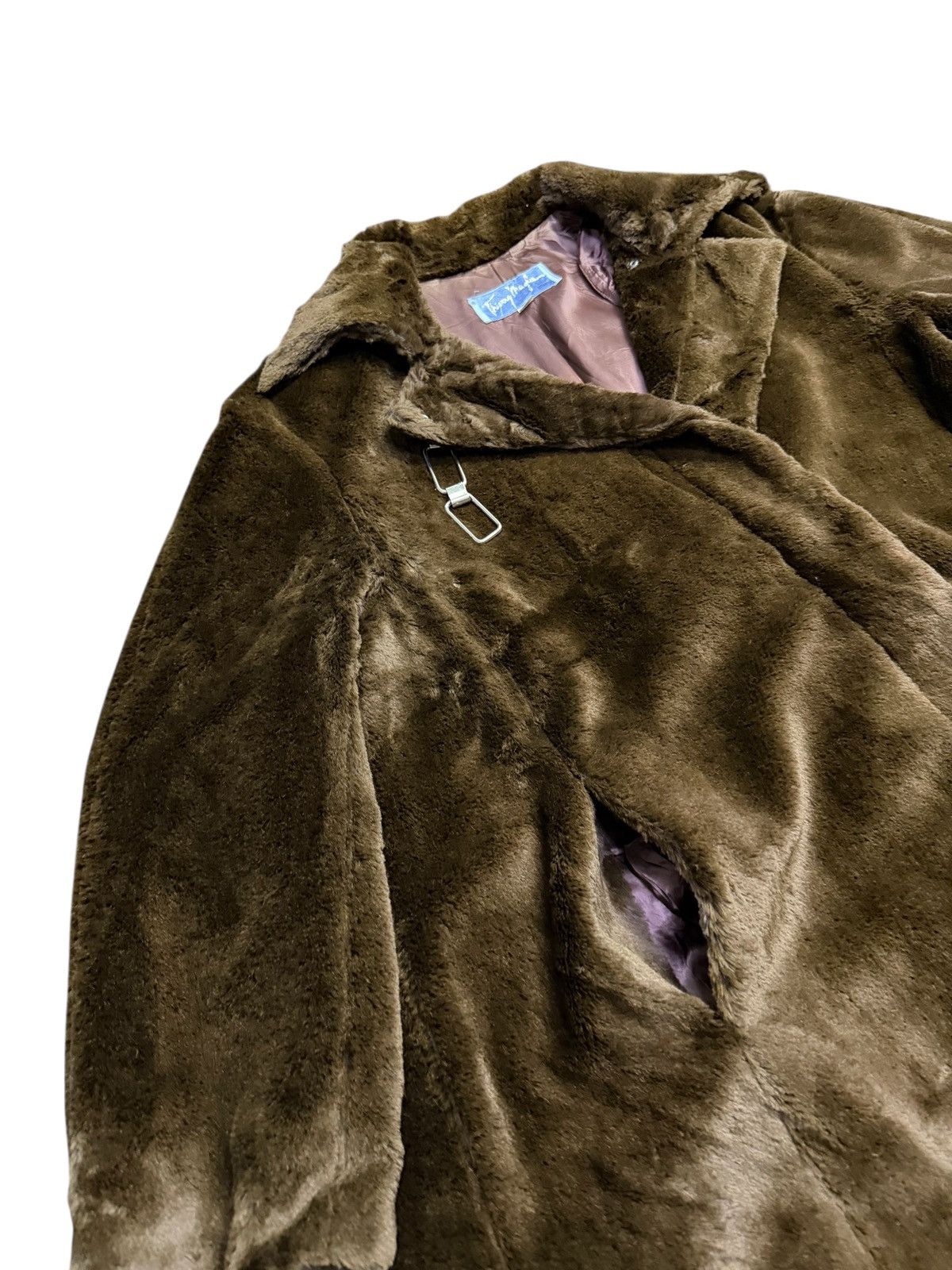 Thierry Mugler Vintage 80s Thierry Mugler Brown Faux Fur Coat Rayon Lining Size US M / EU 48-50 / 2 - 4 Thumbnail