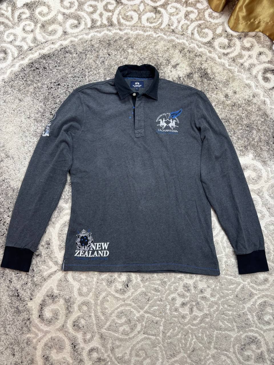 La Martina La Martina New Zealand Polo Team L/S Shirt Grey Size L Size US L / EU 52-54 / 3 - 16 Thumbnail