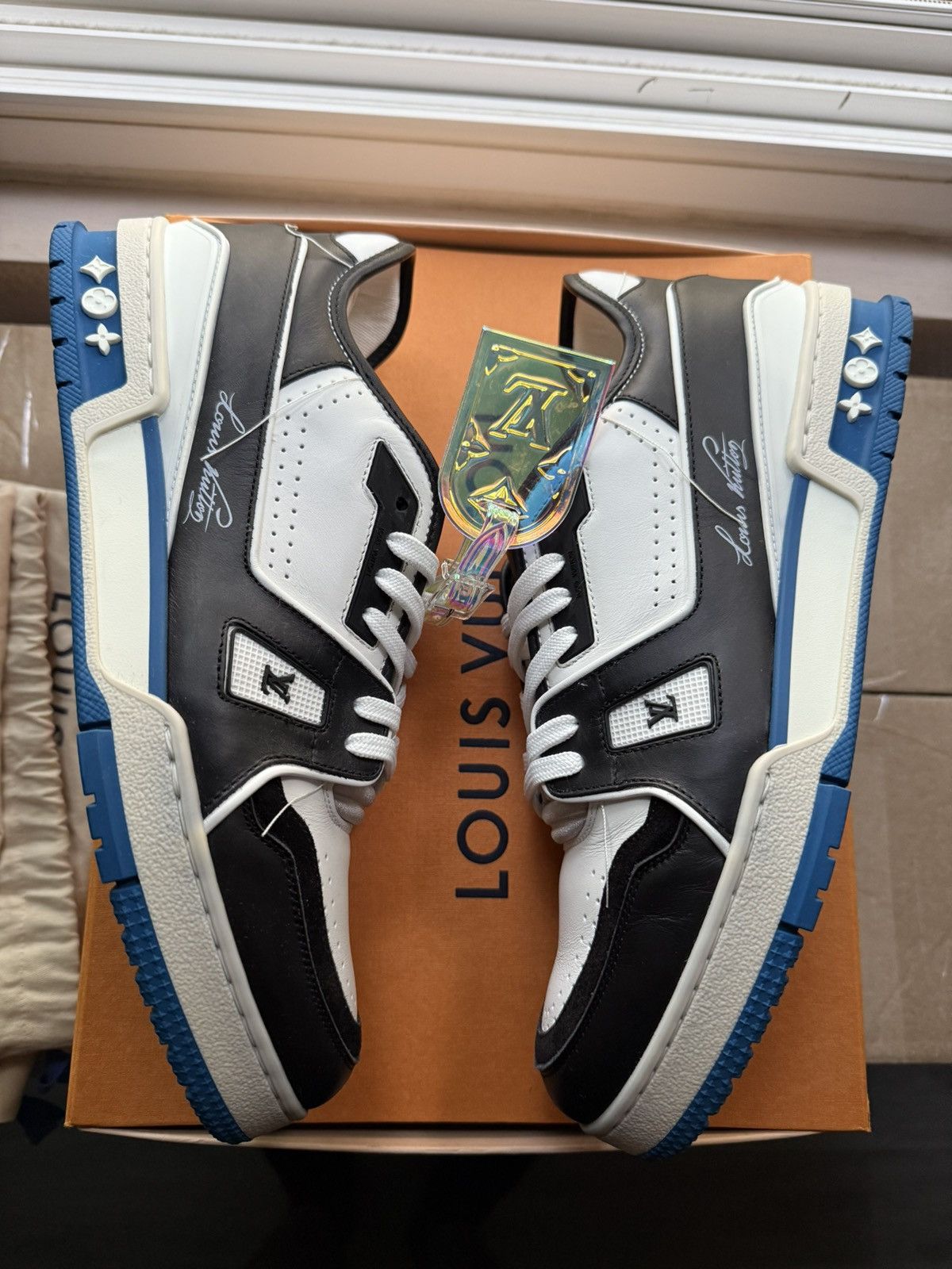 Louis Vuitton Black White Blue SS21 Upcycled Trainer Sneaker