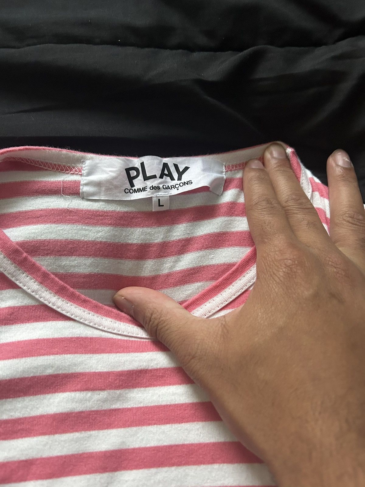Comme des Garcons PLAY CDG Play Pink Striped Size US L / EU 52-54 / 3 - 3 Thumbnail