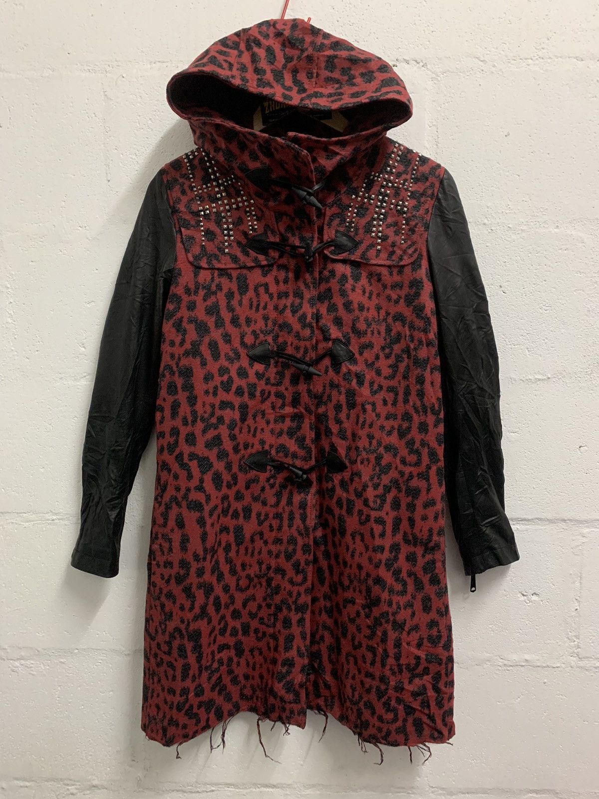 image of Diesel Duffle Coat Jacket Hooded Punk Design in Red, Women's (Size XS)