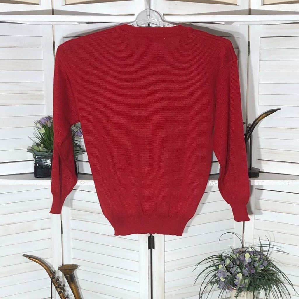 Converse Converse man's sweater red wool blend knit V neck L Size US L / EU 52-54 / 3 - 2 Thumbnail