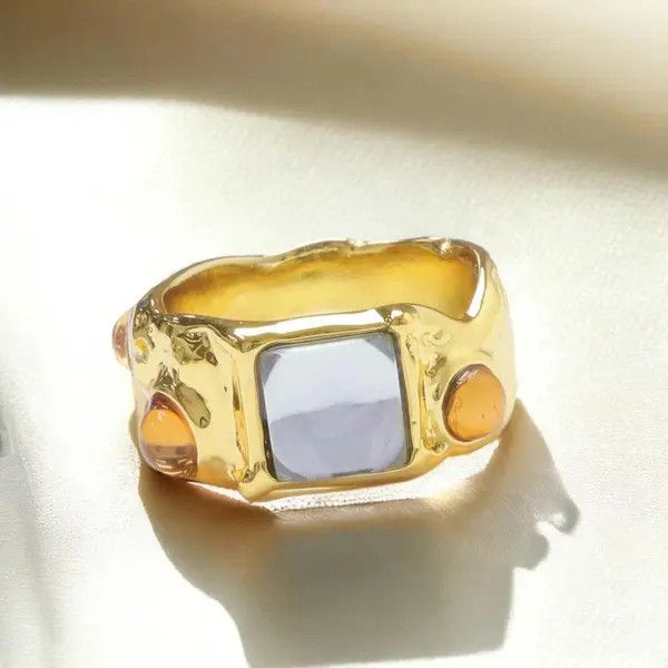 Jewelry Irregular Chunky Ring Gold, Boho Maximalistlist Ring Set Size ONE SIZE - 4 Thumbnail
