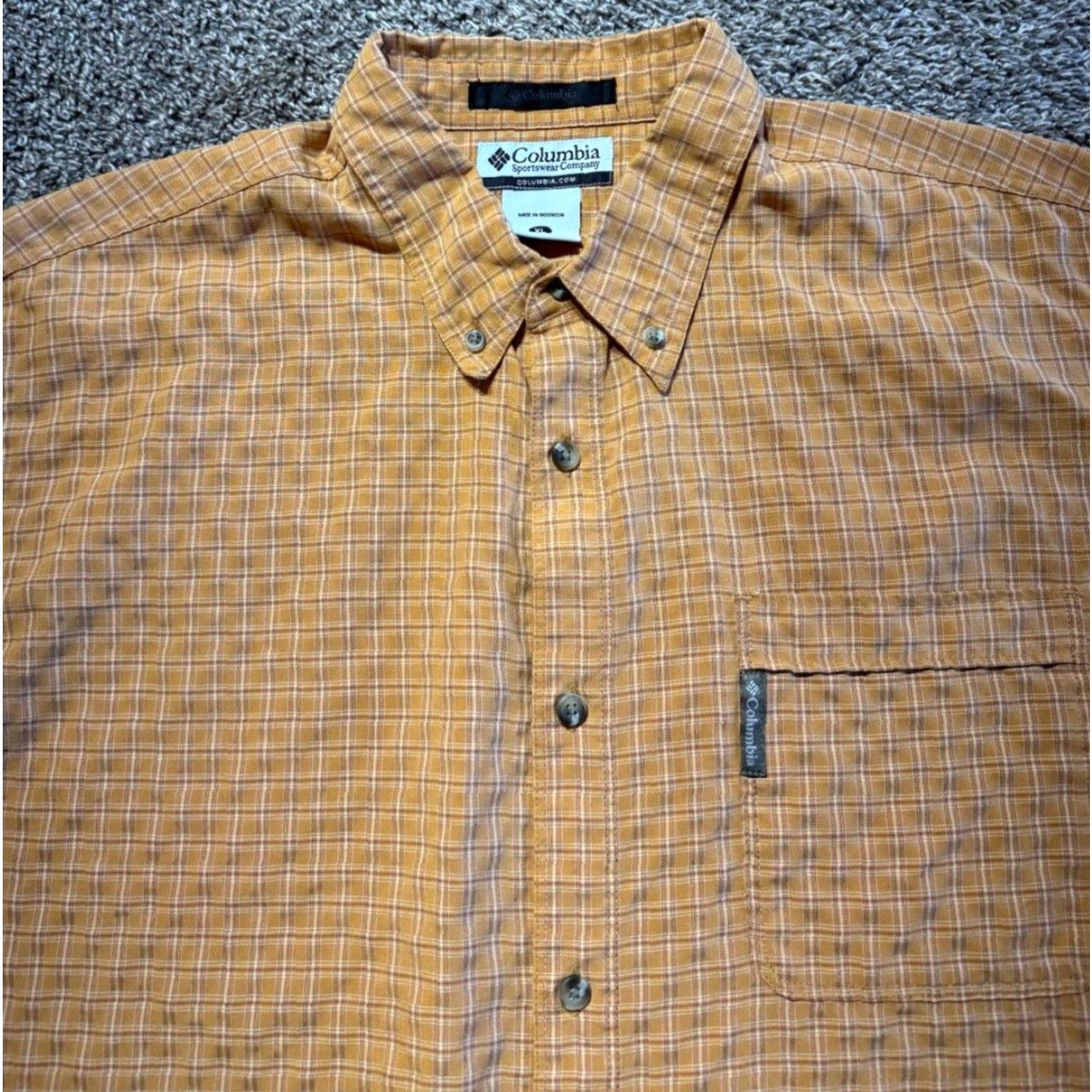Vintage Columbia Mens Button-Down Shirt XL Orange Modal Poly Blend Long Sleeve Regular Fit Size US XL / EU 56 / 4 - 2 Thumbnail