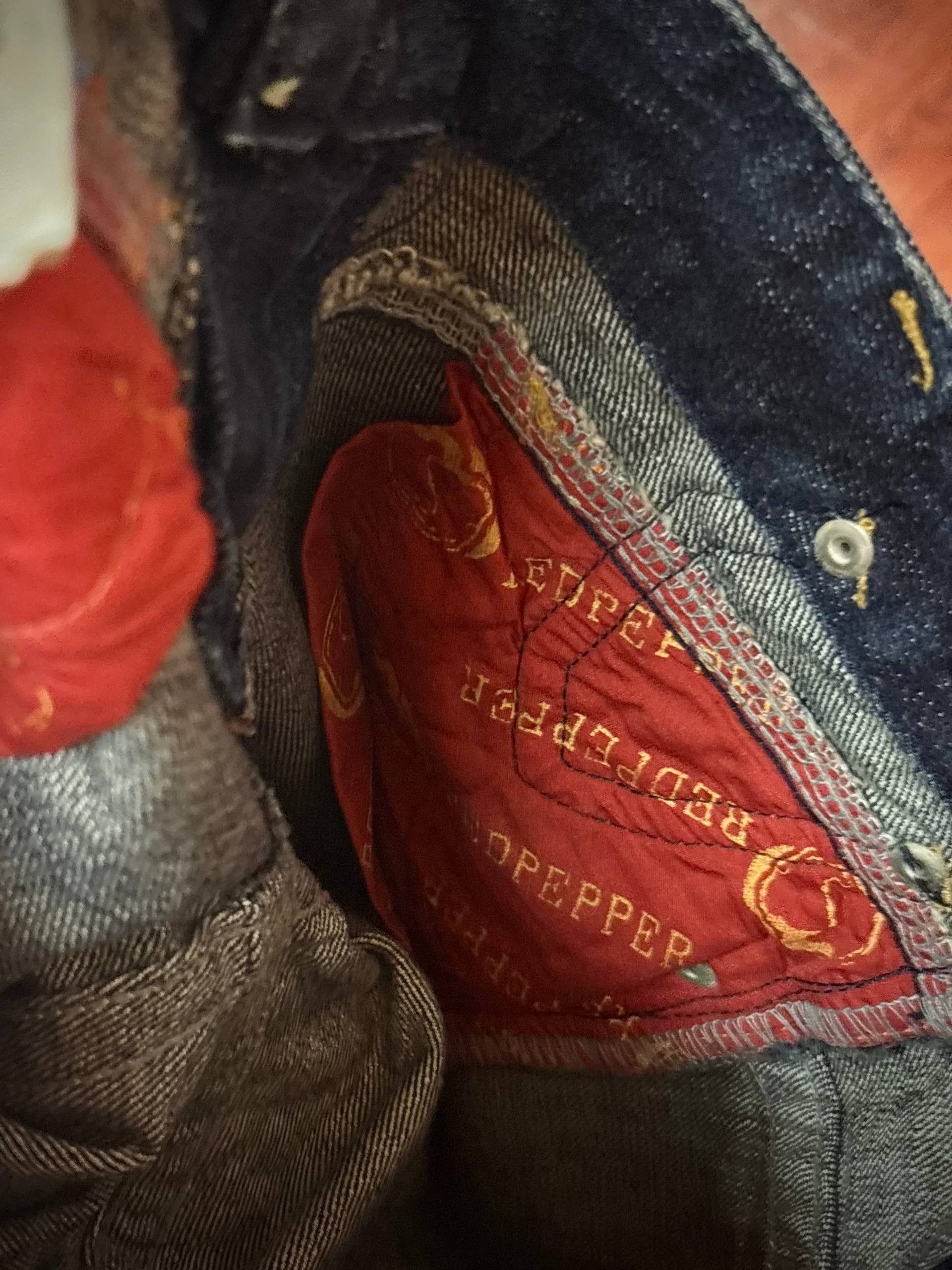 If Six Was Nine Vintage Y2K Red Pepper Stitch Flap Pocket Flare Denim Pants Size 30" / US 8 / IT 44 - 8 Thumbnail
