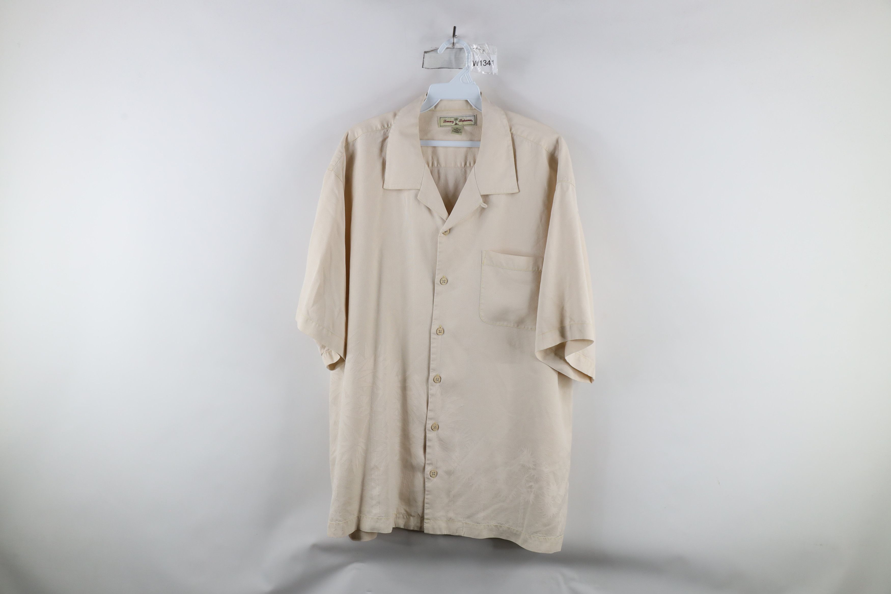 Tommy Bahama × Vintage Vintage 90s Tommy Bahama Looped Collar Button Shirt Beige Size US XL / EU 56 / 4 - 1 Thumbnail