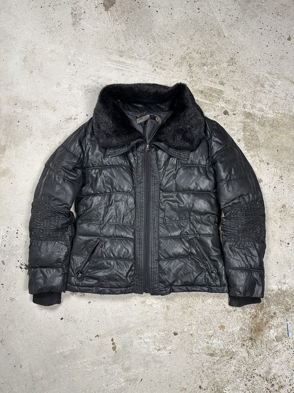 If Six Was Nine × Japanese Brand × Le Grande Bleu (L.G.B.) Vintage Y2K Faux Fur Black Collar Bomber Jacket Size US S / EU 44-46 / 1 - 1 Thumbnail