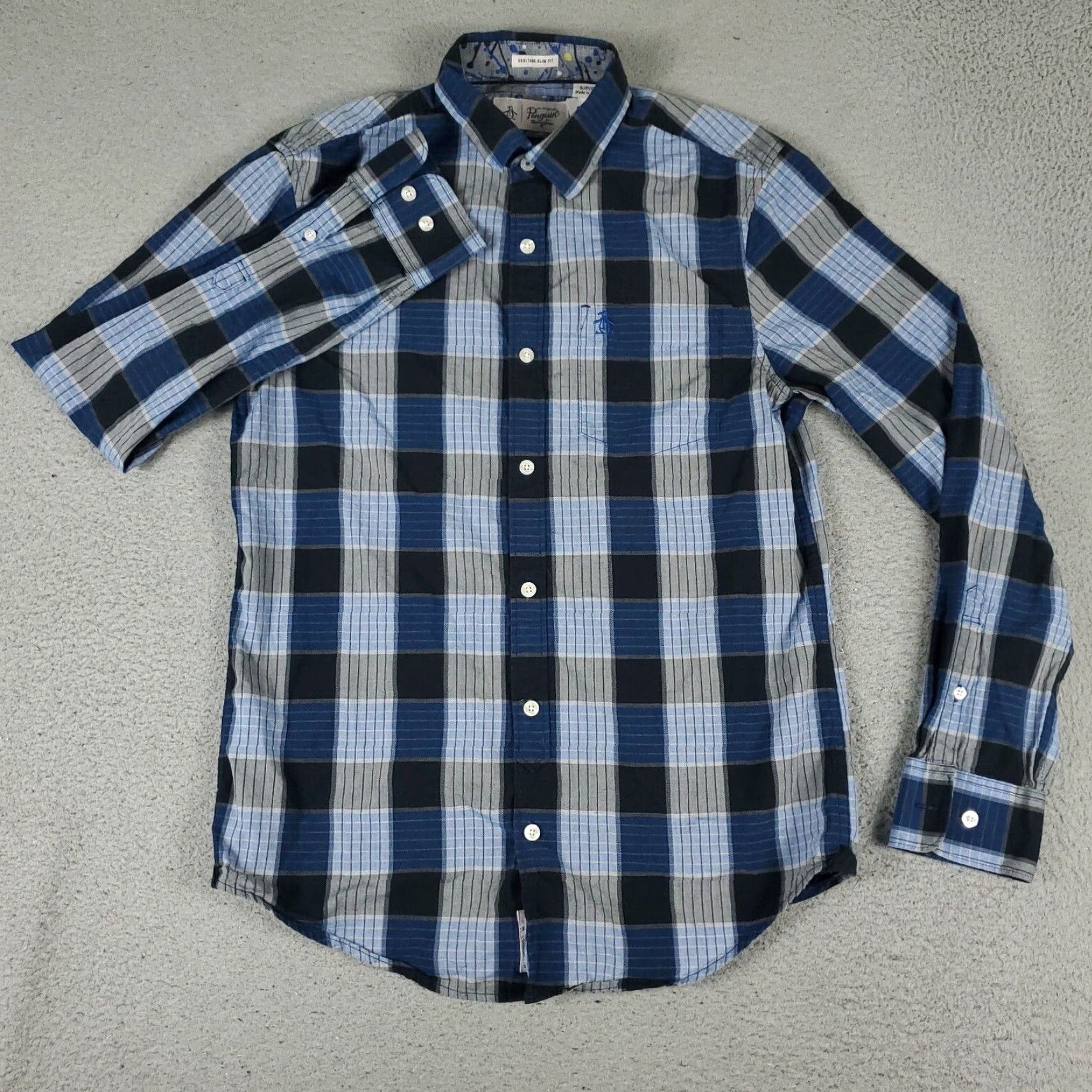 Original Penguin Original Penguin Button-Up Shirt Mens Small Gray Plaid Long Sleeve Casual Preppy Size US S / EU 44-46 / 1 - 2 Thumbnail