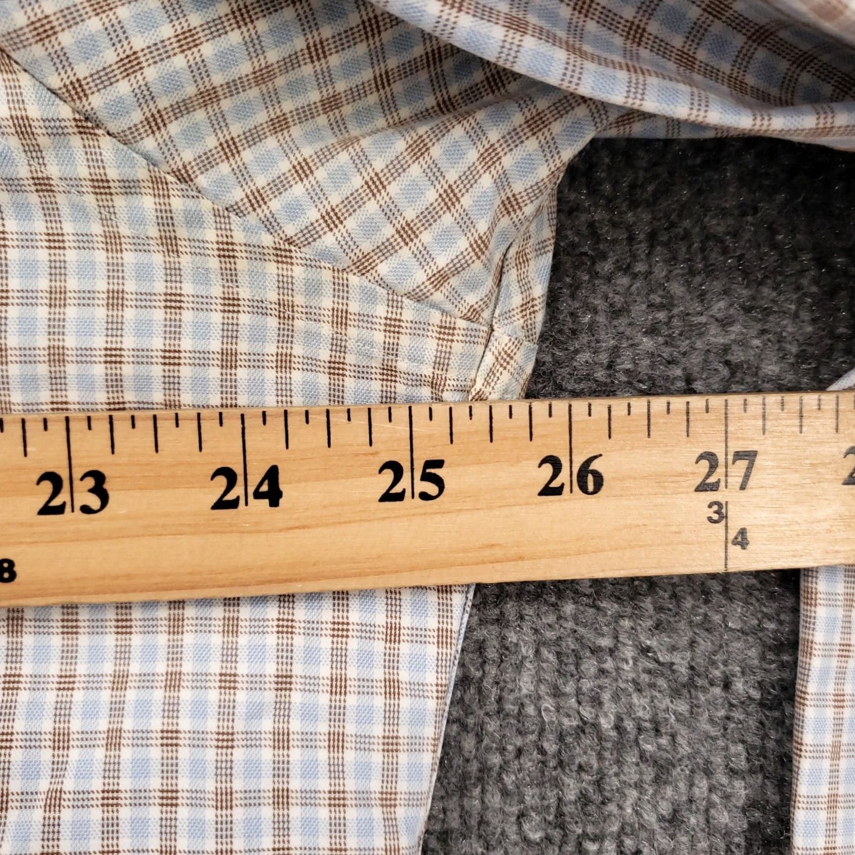 David Donahue David Donahue Dress Shirt Mens 17 34 36 Beige Button Up Long Sleeve Cotton Plaid Shirt Size 46R - 5 Thumbnail