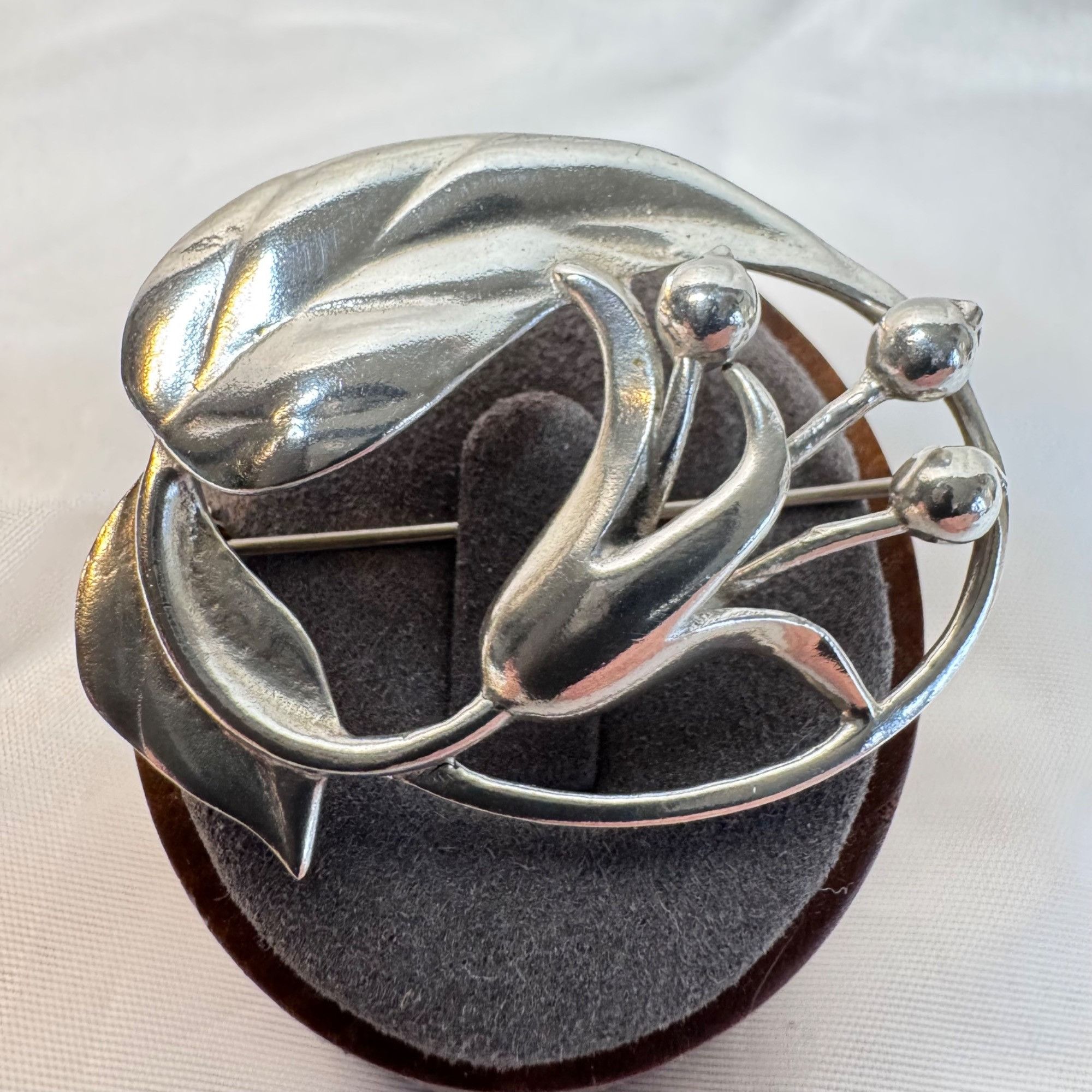 Other VTG Solid Sterling Silver 925 Scroll Style Floral Design Bro Size ONE SIZE - 2 Thumbnail